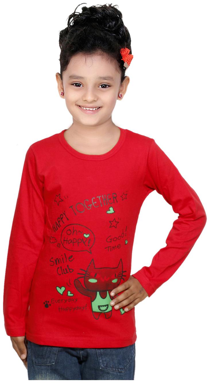 

Indiweaves Girl Cotton Solid Top - Red