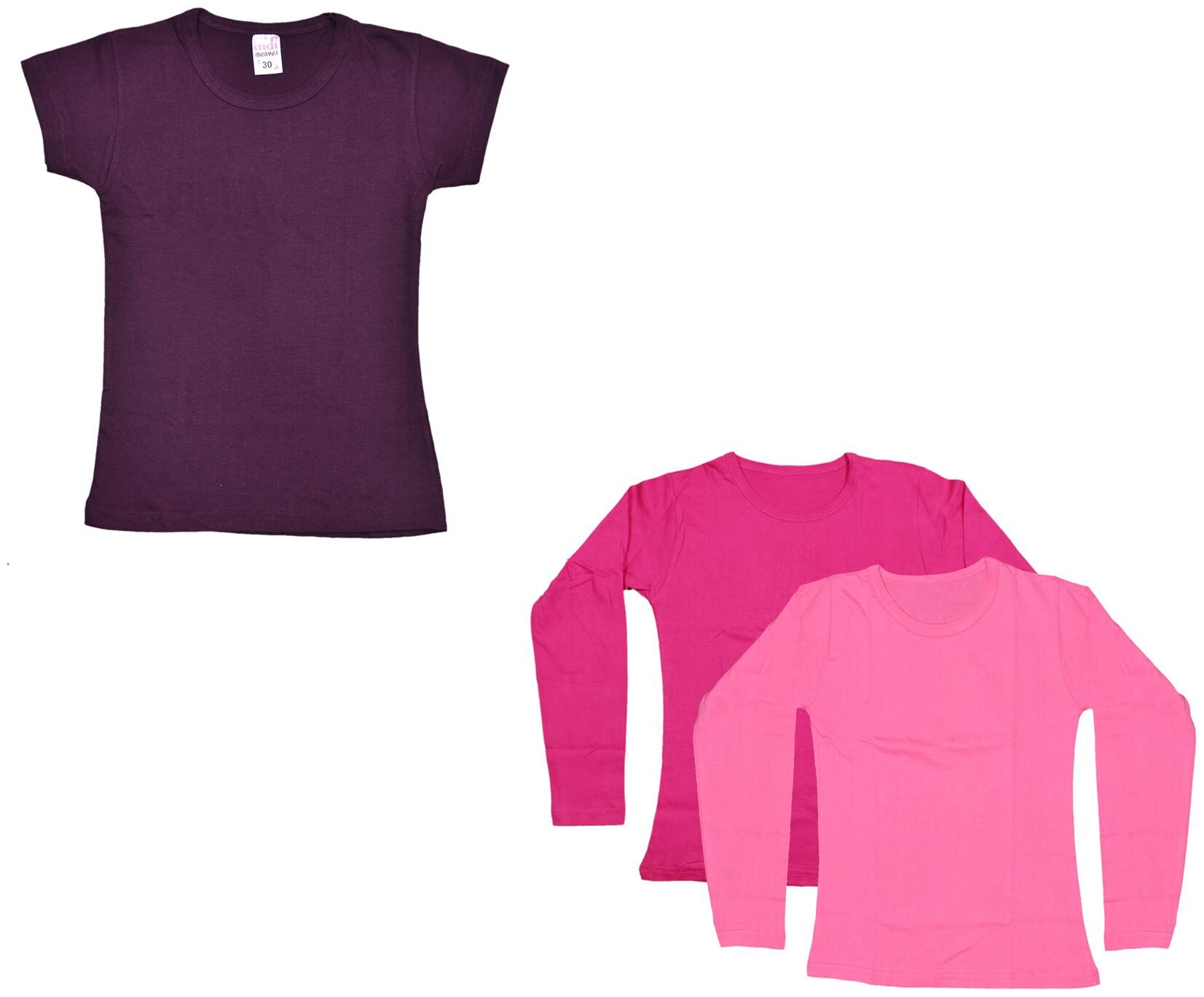 

Indiweaves Girl Cotton Solid T shirt - Multi