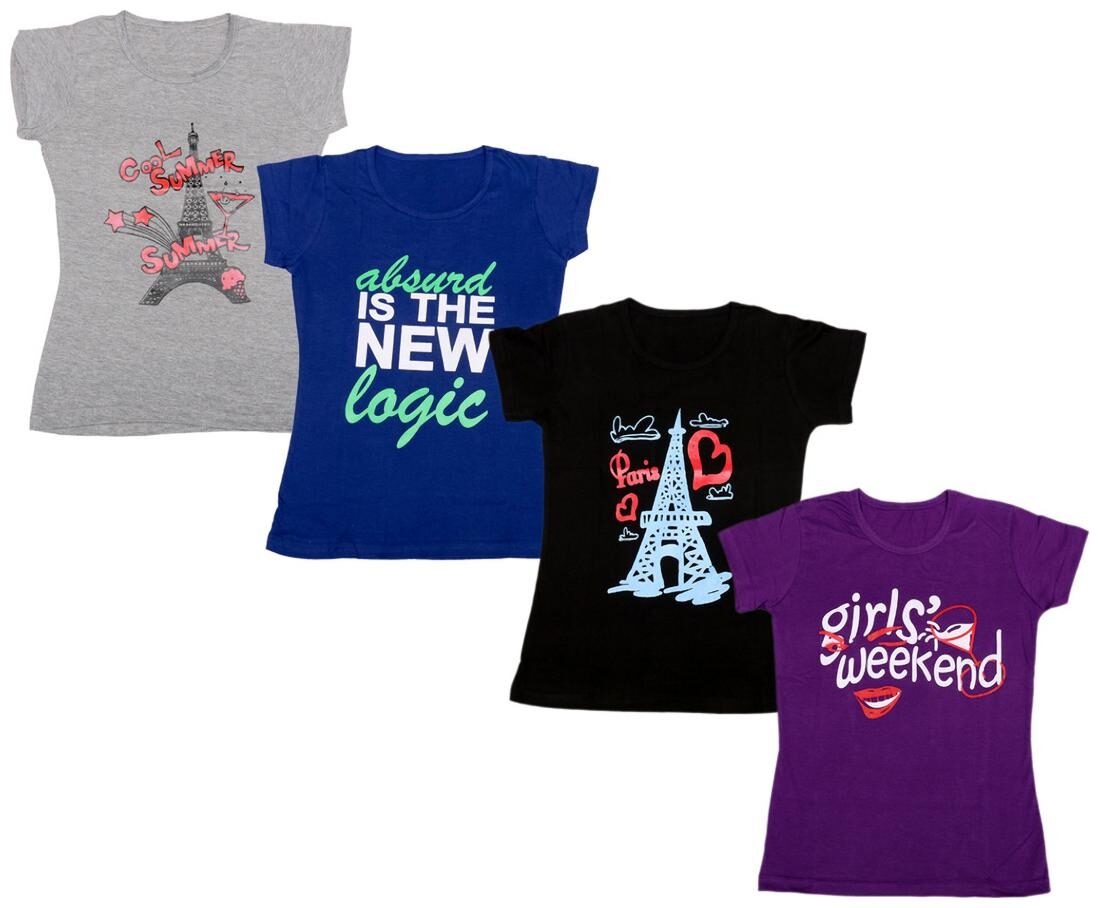 

Indiweaves Girl Cotton Printed T shirt - Multi
