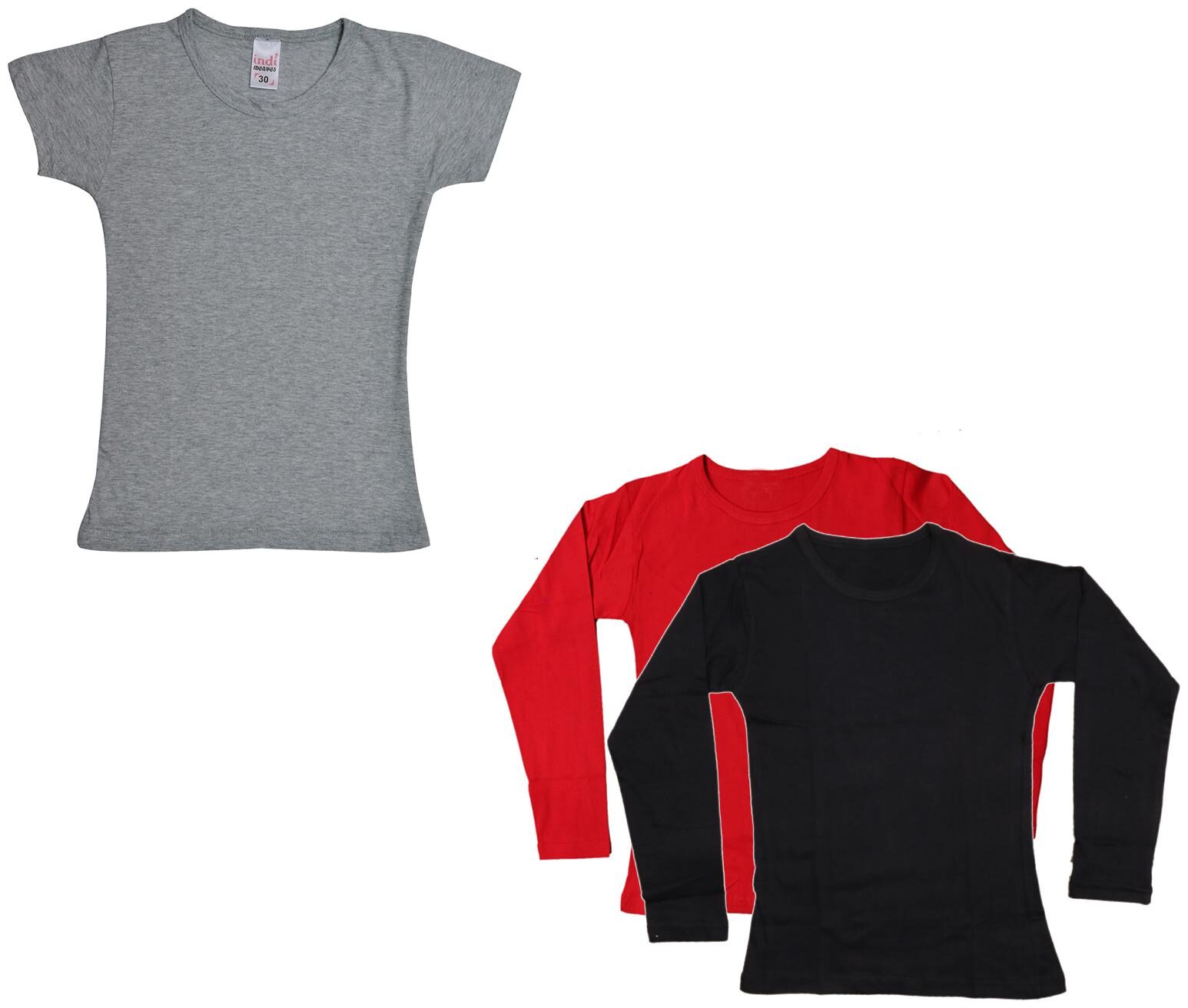 

Indiweaves Girl Cotton Solid T shirt - Multi