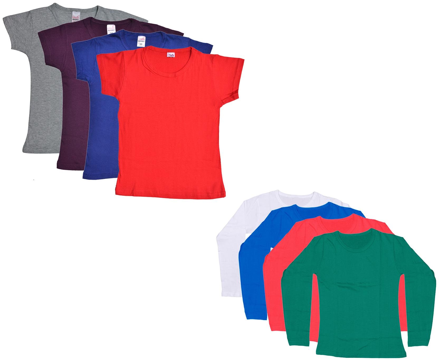 

Indiweaves Girl Cotton Solid T shirt - Multi