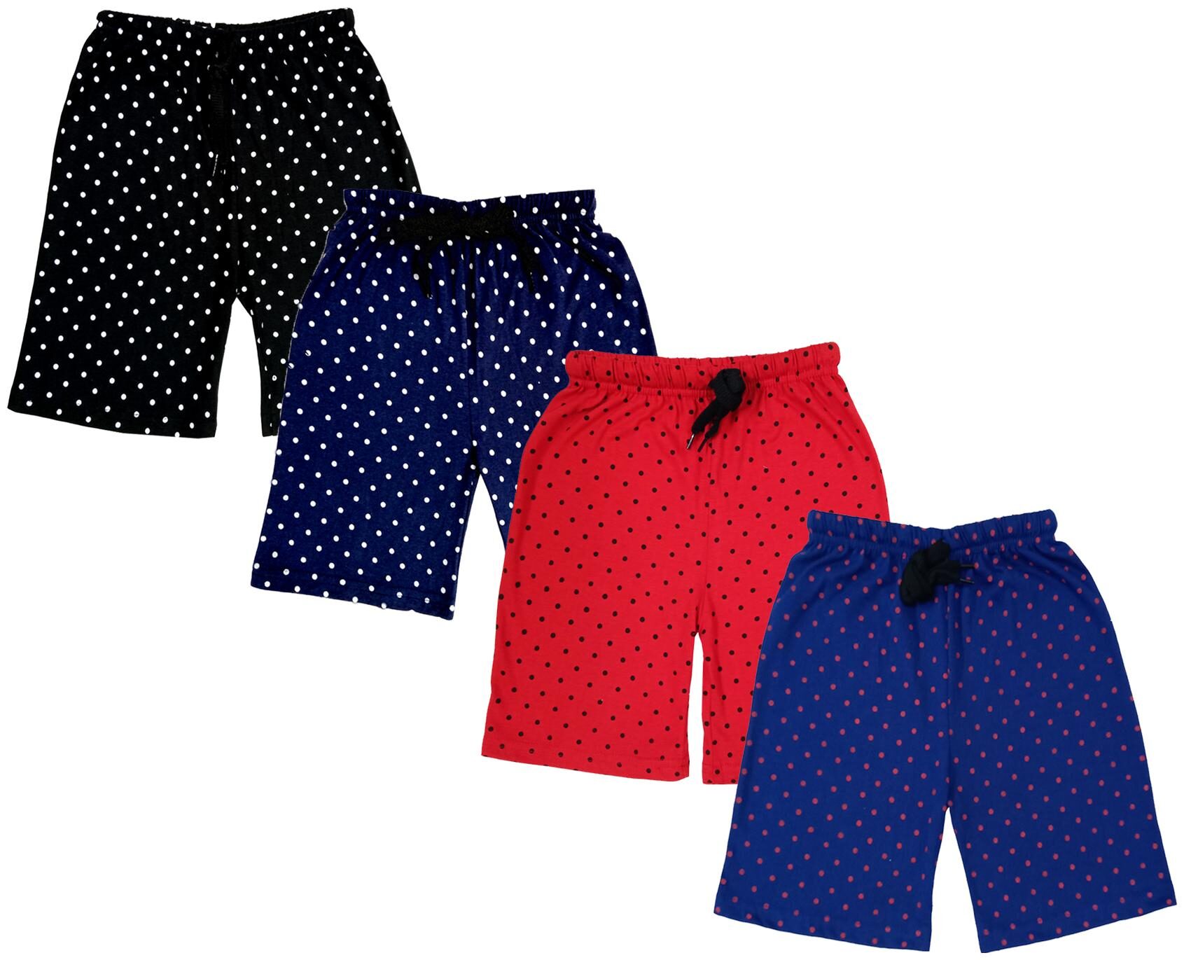 

IndiWeaves Girls Cotton Polka Dots Relaxed Fit Shorts (Pack of 4)
