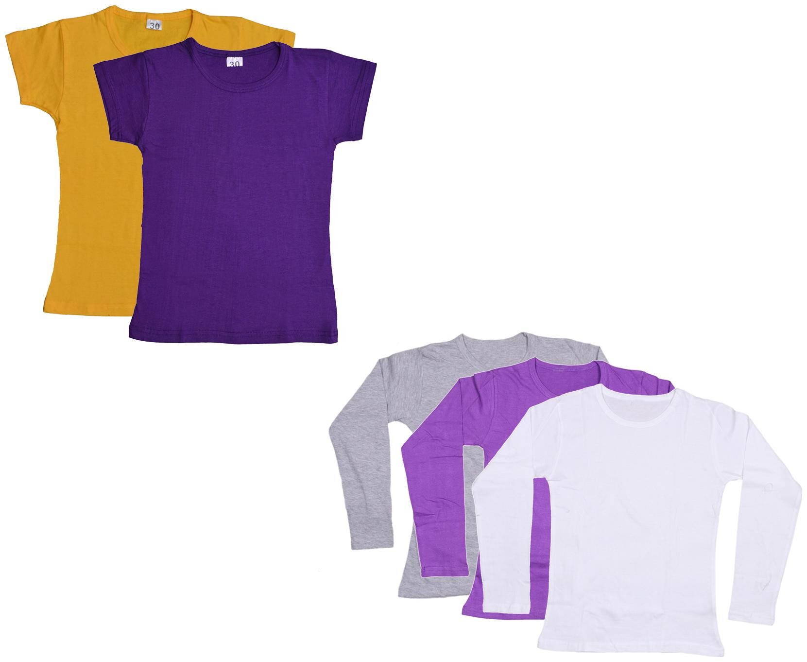 

Indiweaves Girl Cotton Solid T shirt - Multi
