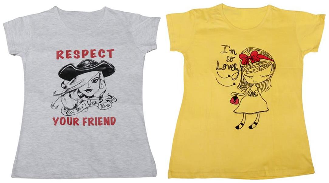 

Indiweaves Girl Cotton Printed T shirt - Grey