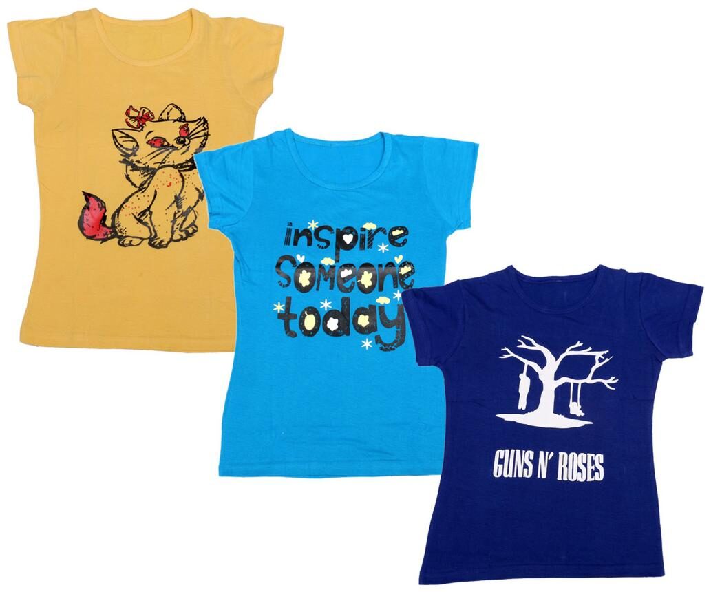 

Indiweaves Girl Cotton Printed T shirt - Multi