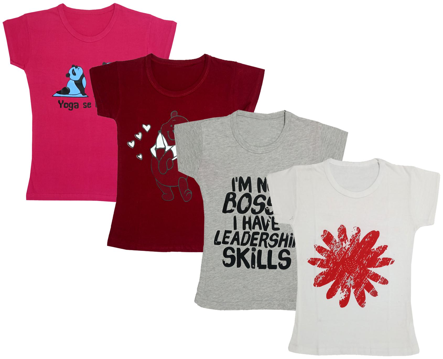 

Indiweaves Girl Cotton Printed T shirt - Multi
