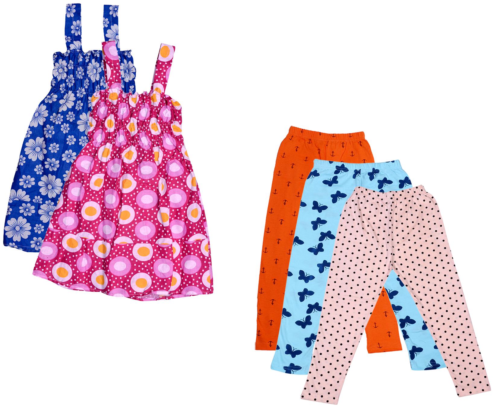 

Indiweaves Girl Cotton Top Bottom Set - Multi