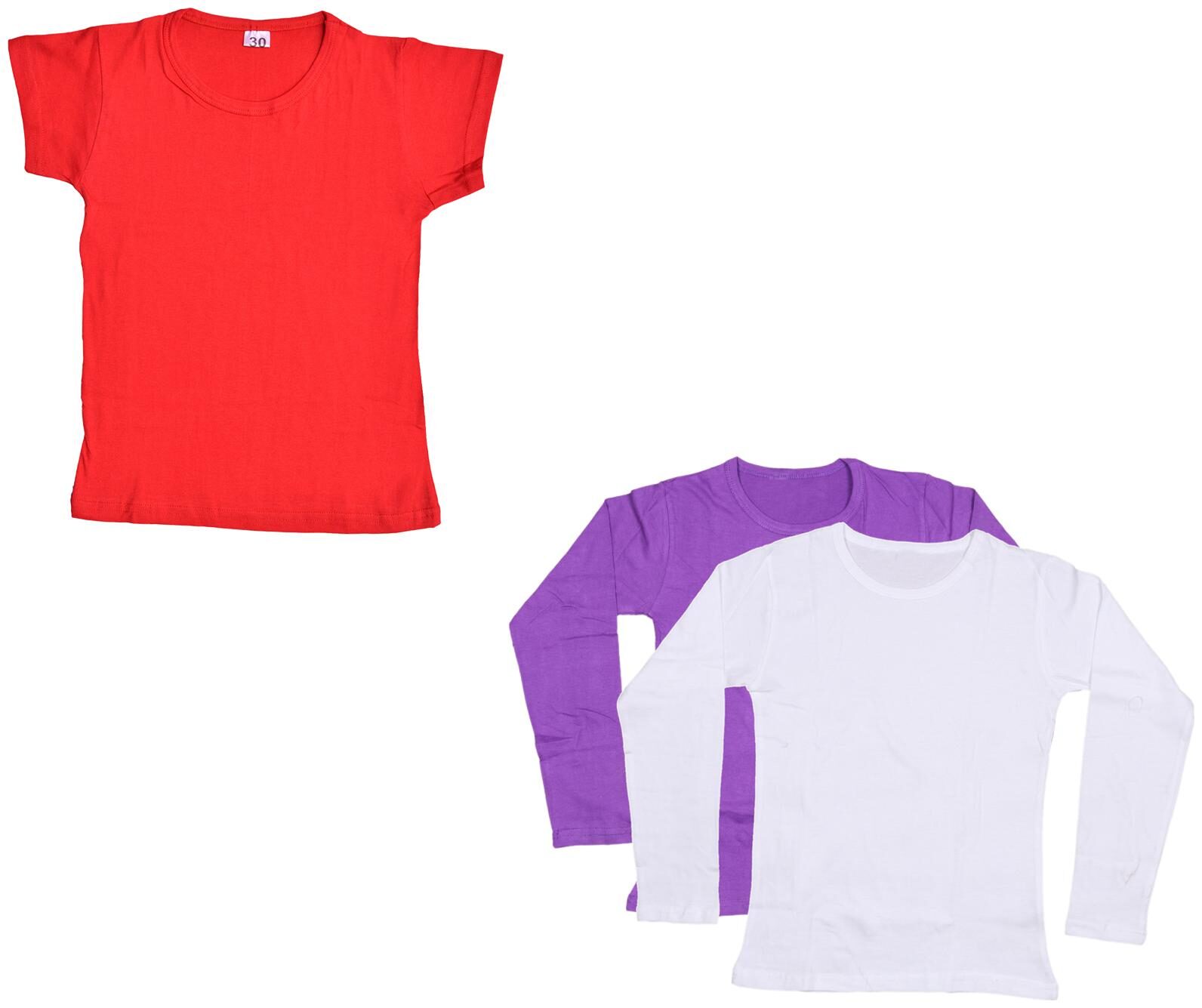 

Indiweaves Girl Cotton Solid T shirt - Multi