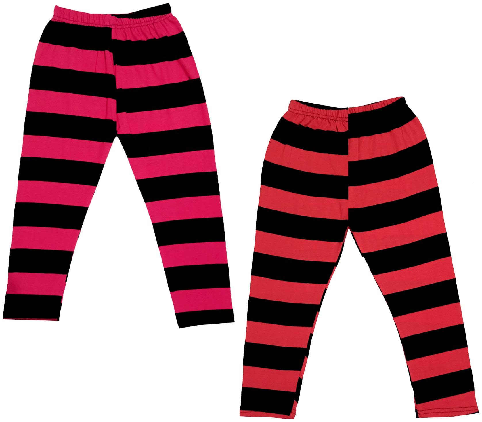 

IndiWeaves Girls Cotton Striped Capri 3 4th Leggings (Pack of 2) Multi