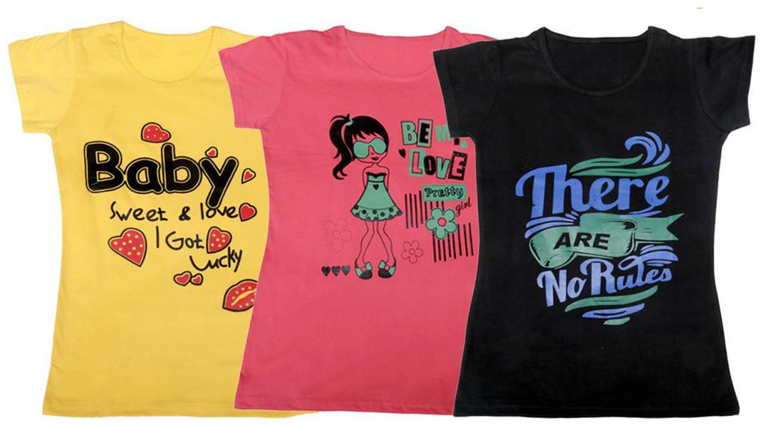 

Indiweaves Girl Cotton Solid T shirt - Multi
