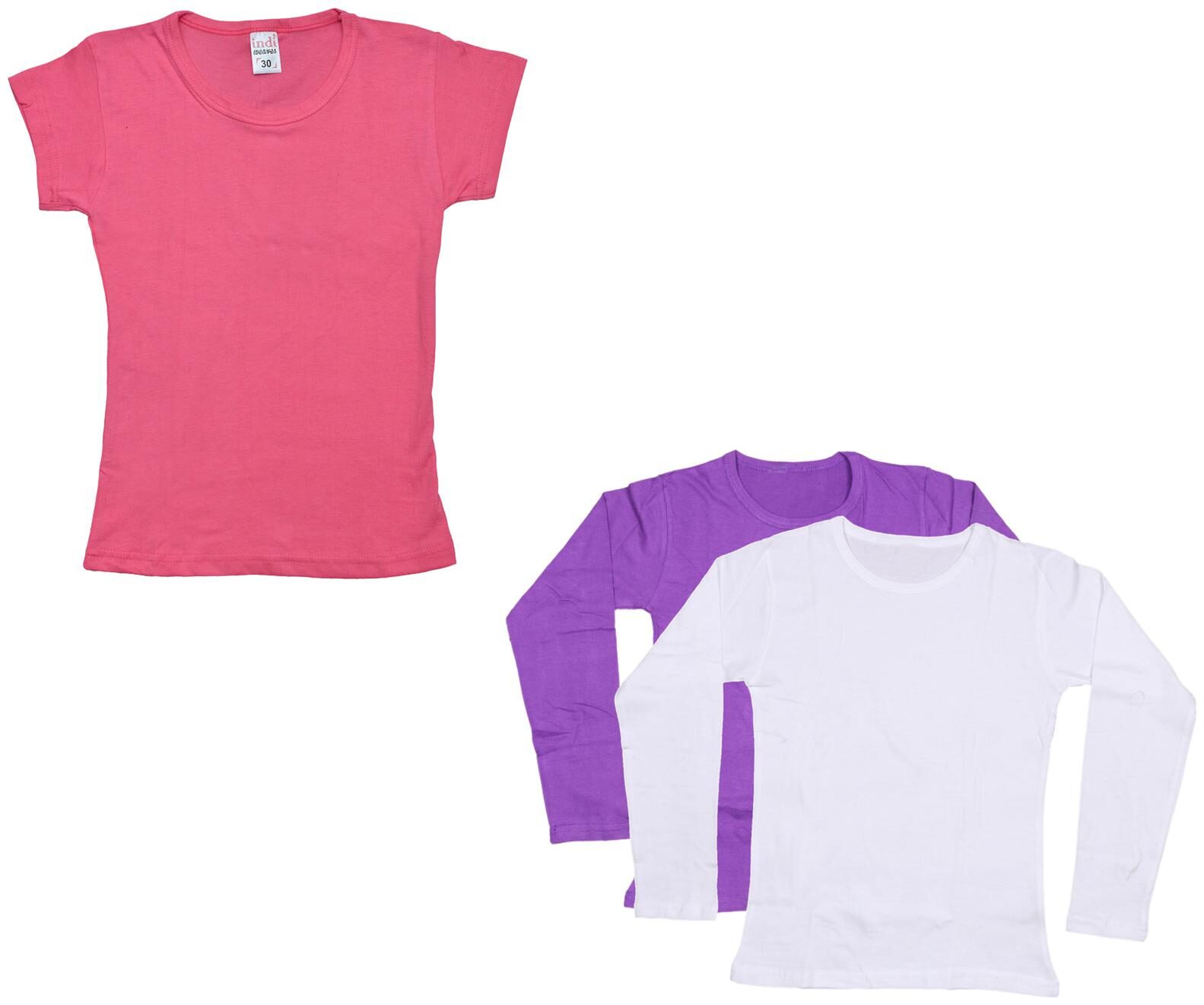 

Indiweaves Girl Cotton Solid T shirt - Multi