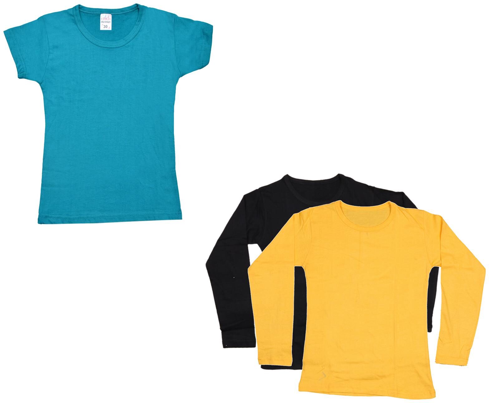 

Indiweaves Girl Cotton Solid T shirt - Multi