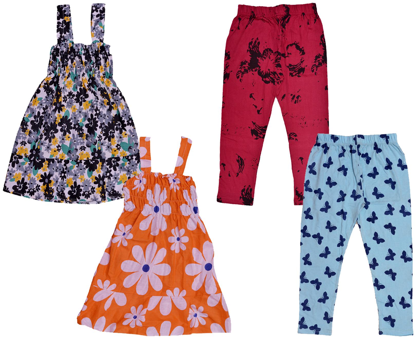 

Indiweaves Girl Cotton Top Bottom Set - Multi