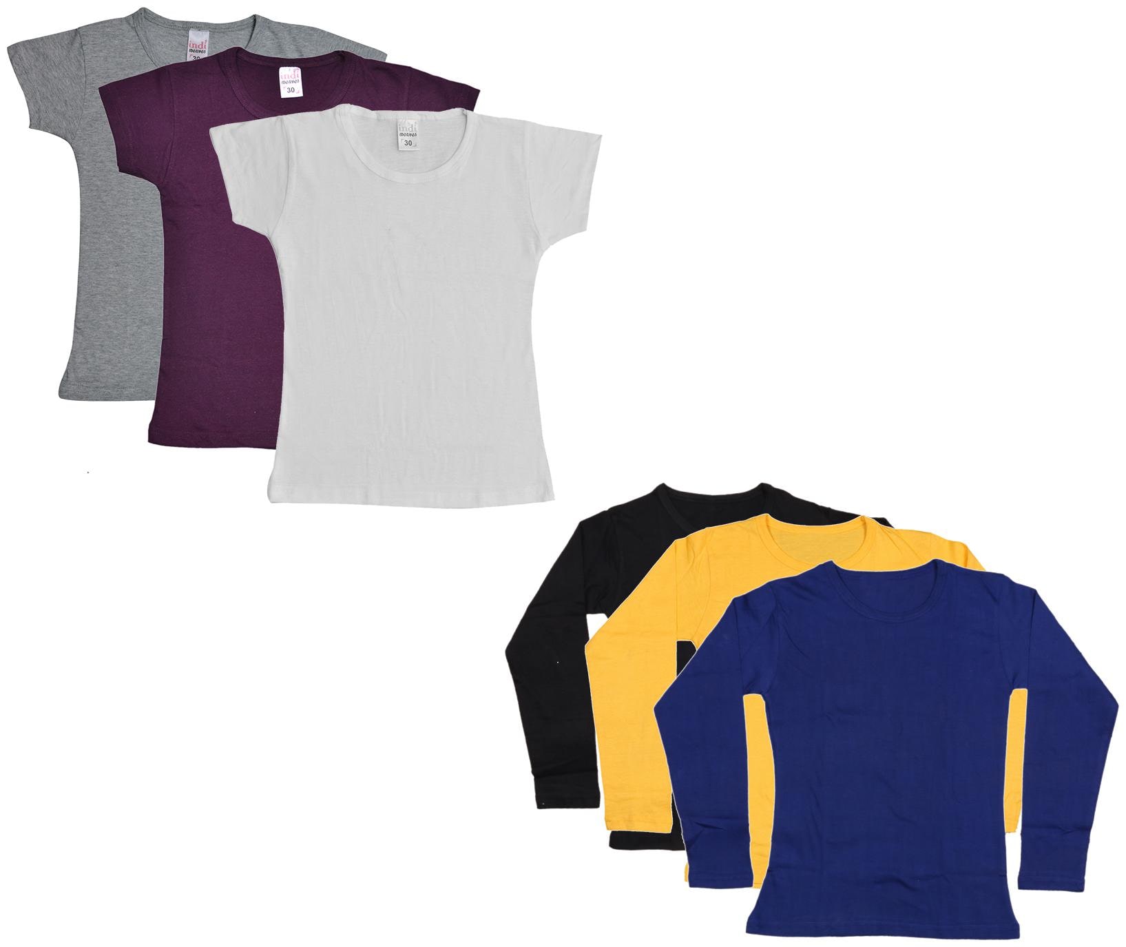 

Indiweaves Girl Cotton Solid T shirt - Multi