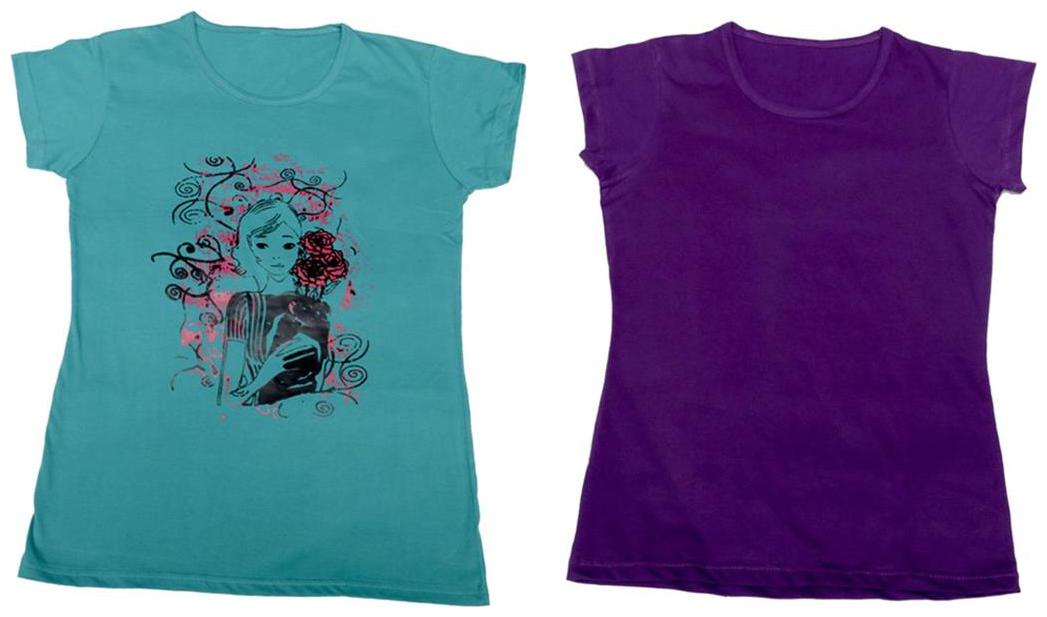 

Indiweaves Girl Cotton Solid T shirt - Purple