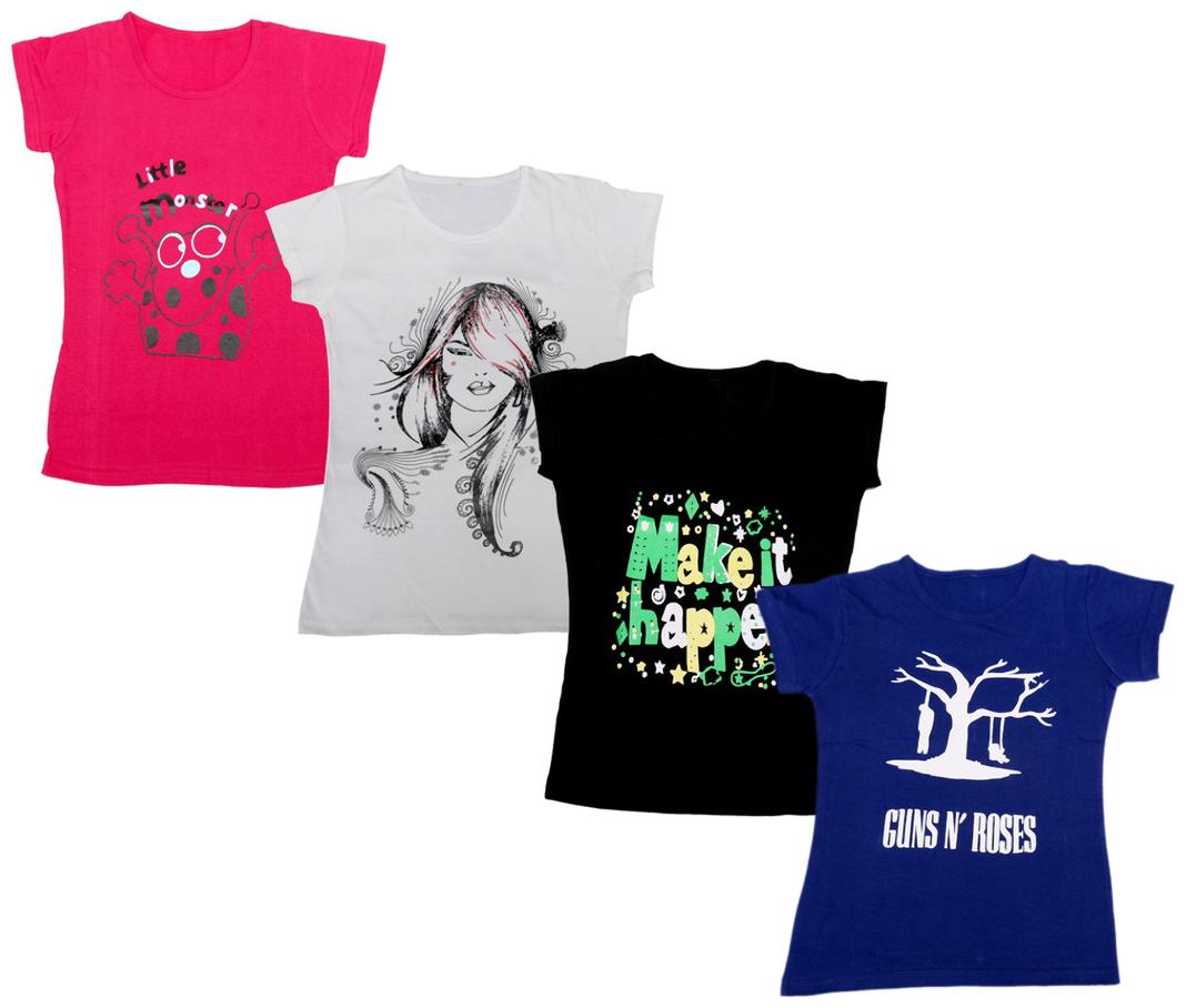 

Indiweaves Girl Cotton Printed T shirt - Blue