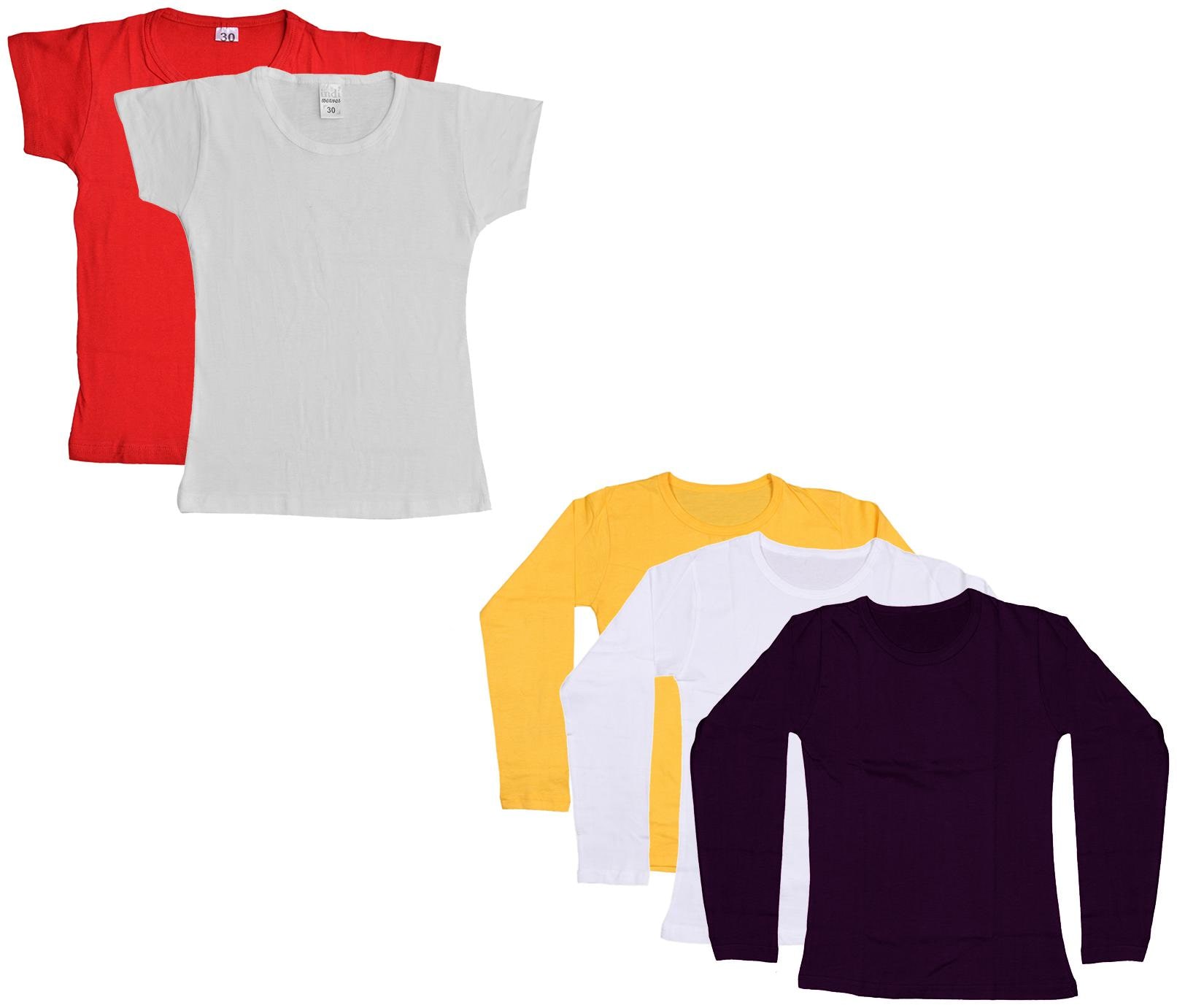 

Indiweaves Girl Cotton Solid T shirt - Multi