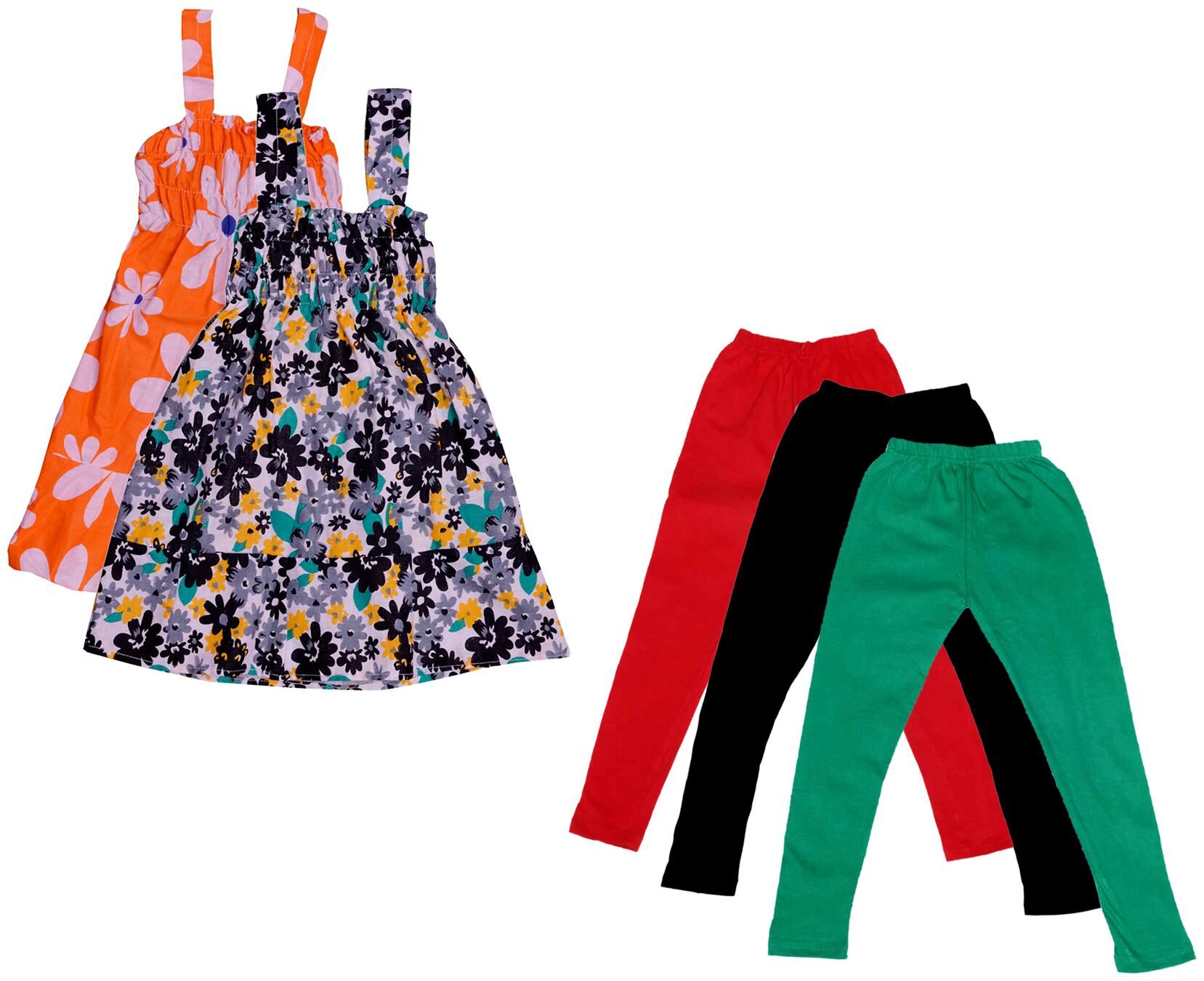 

Indiweaves Girl Cotton Top Bottom Set - Multi