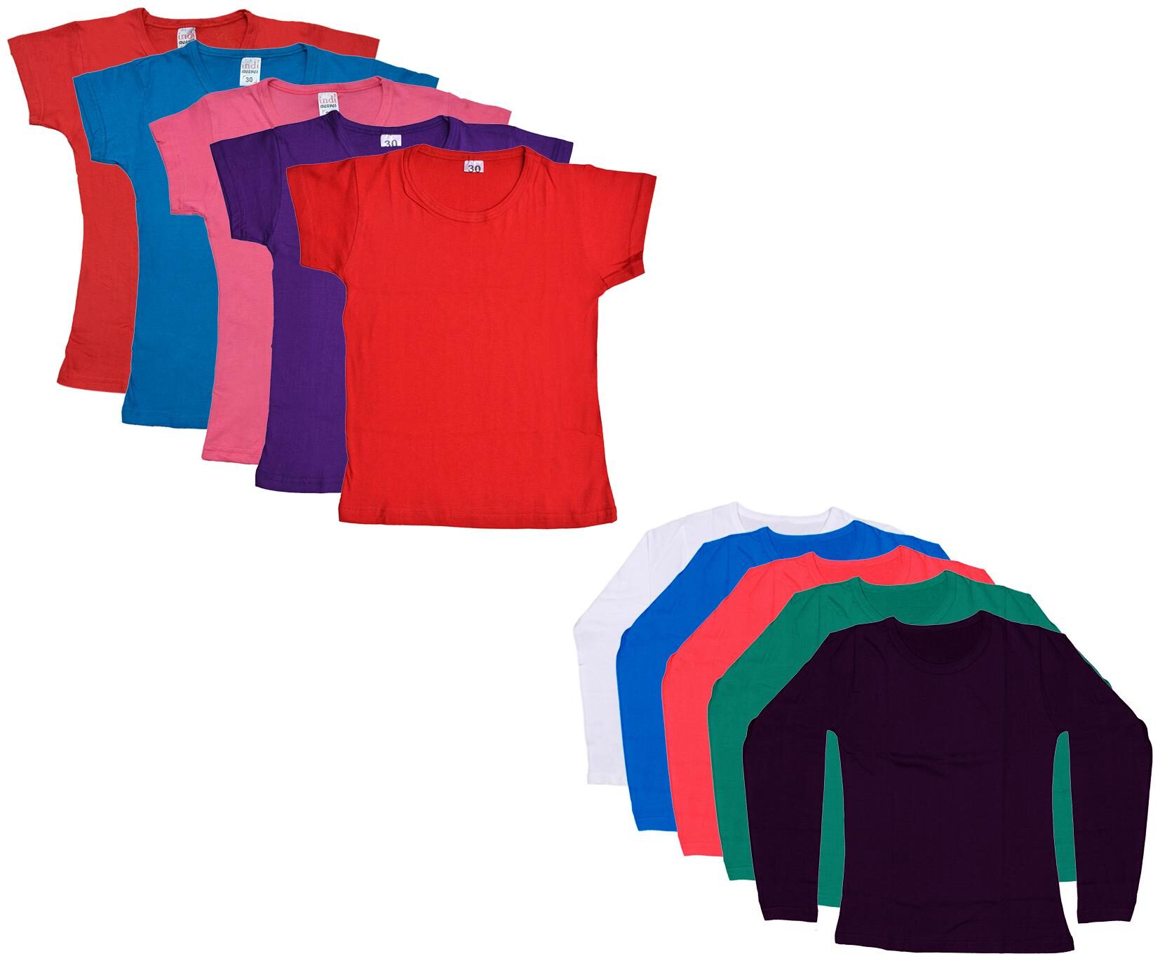 

Indiweaves Girl Cotton Solid T shirt - Multi
