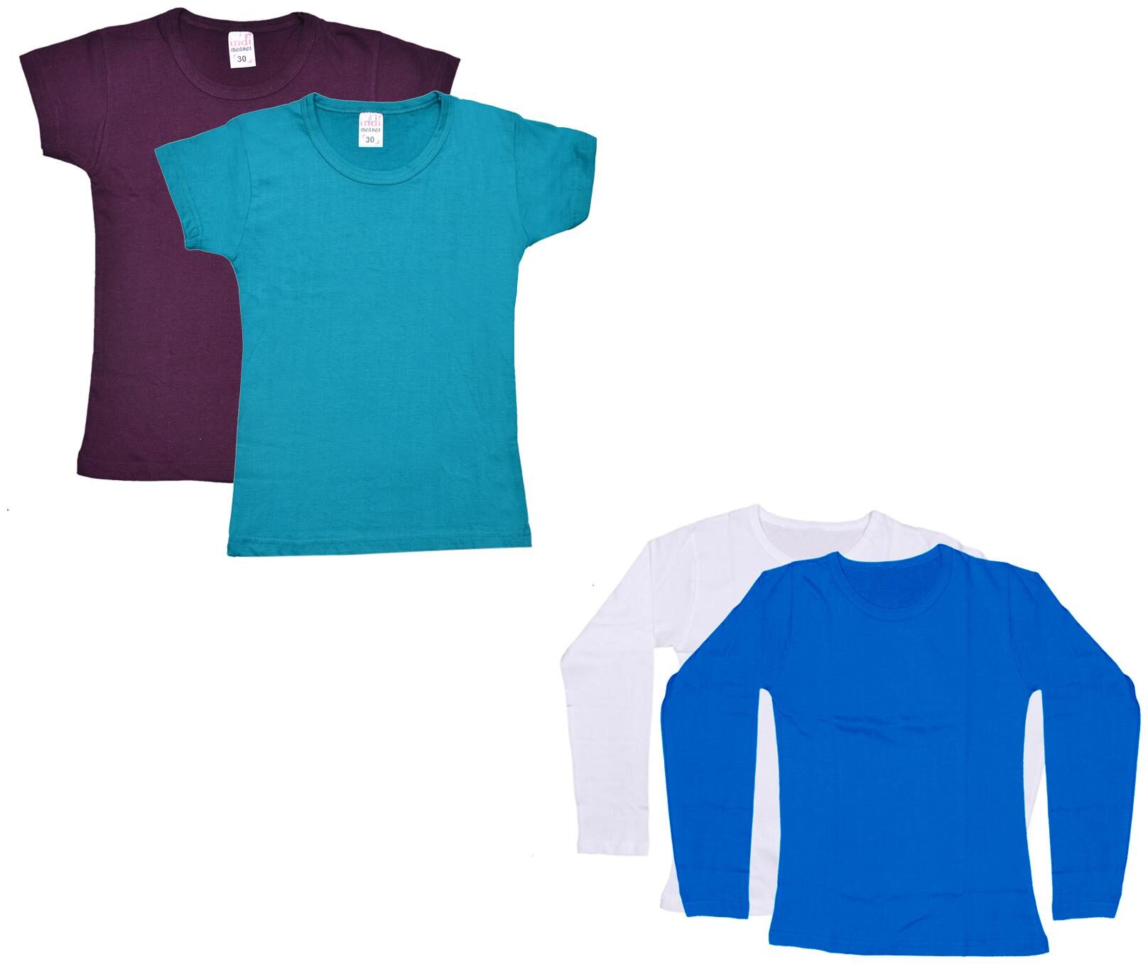 

Indiweaves Girl Cotton Solid T shirt - Multi