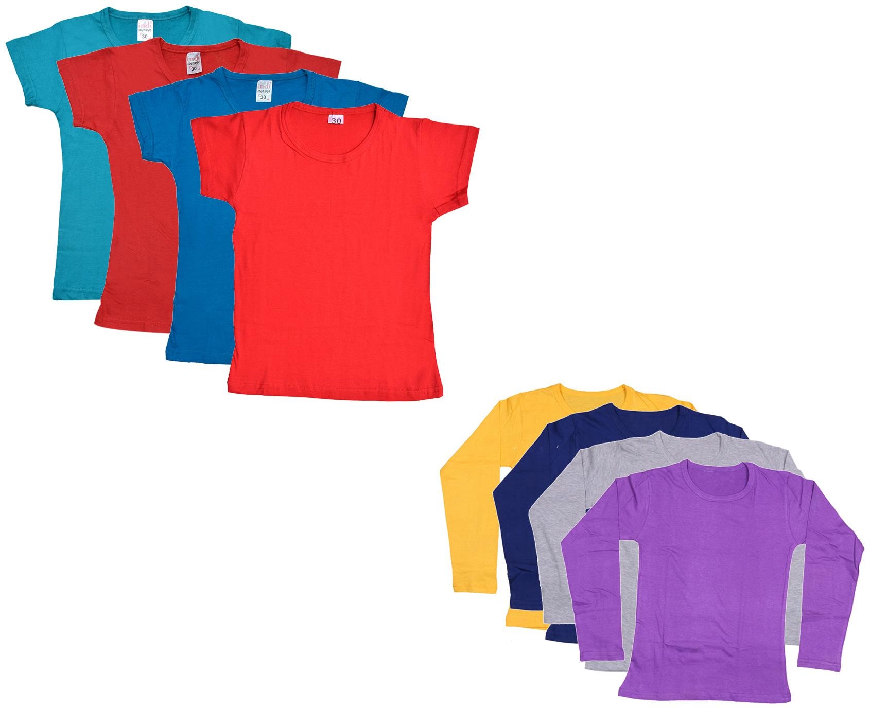 

Indiweaves Girl Cotton Solid T shirt - Multi