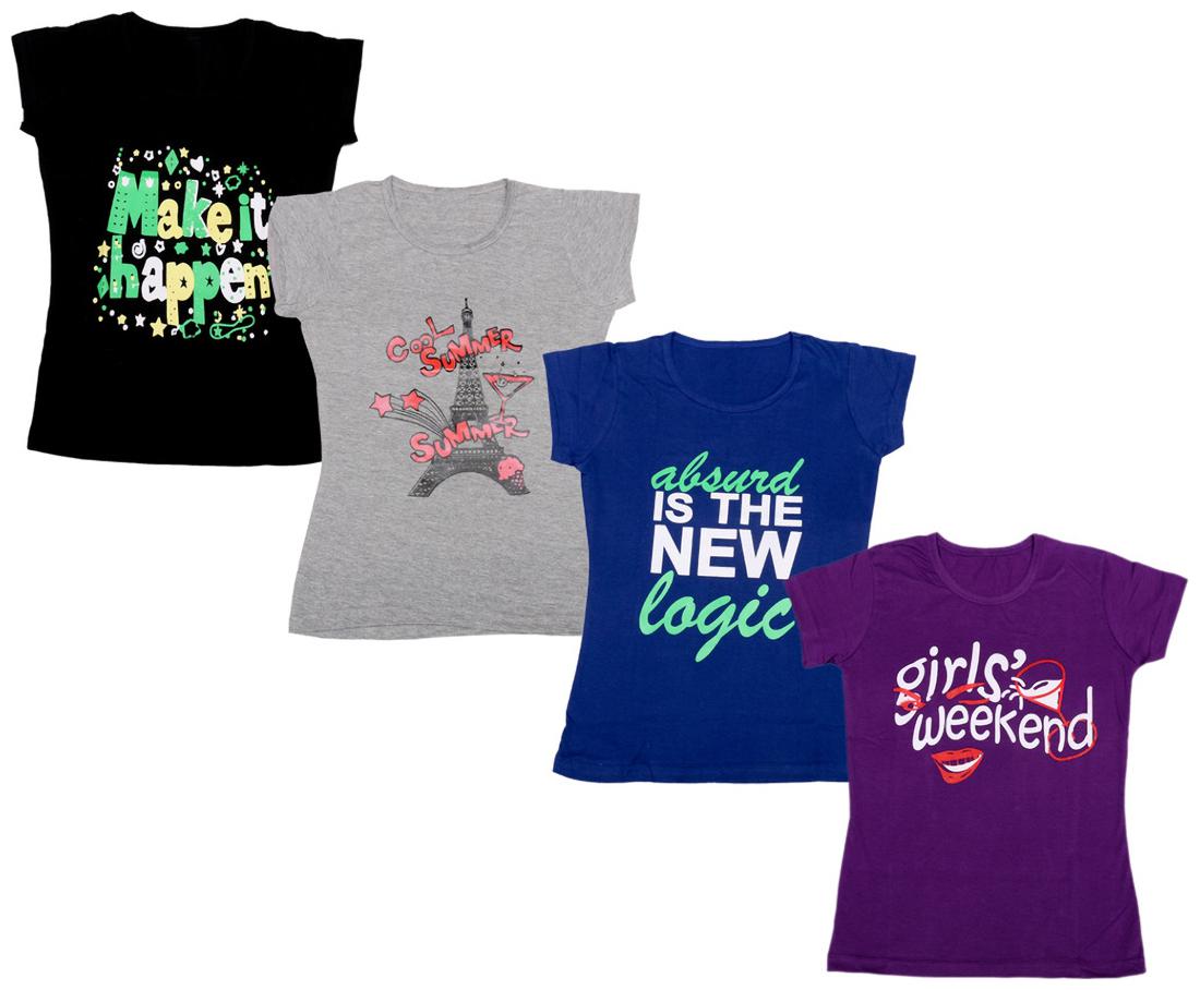 

Indiweaves Girl Cotton Printed T shirt - Multi