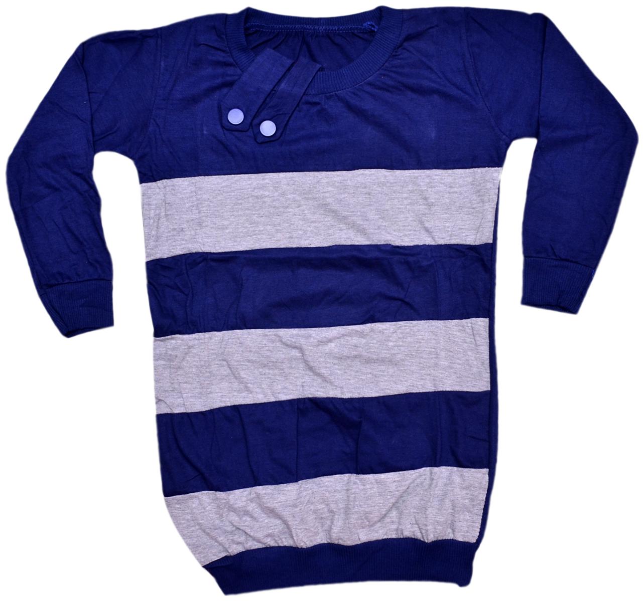 

Indiweaves Girl Cotton Printed Top - Blue Grey