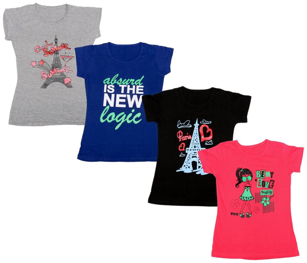 

Indiweaves Girl Cotton Printed T shirt - Multi