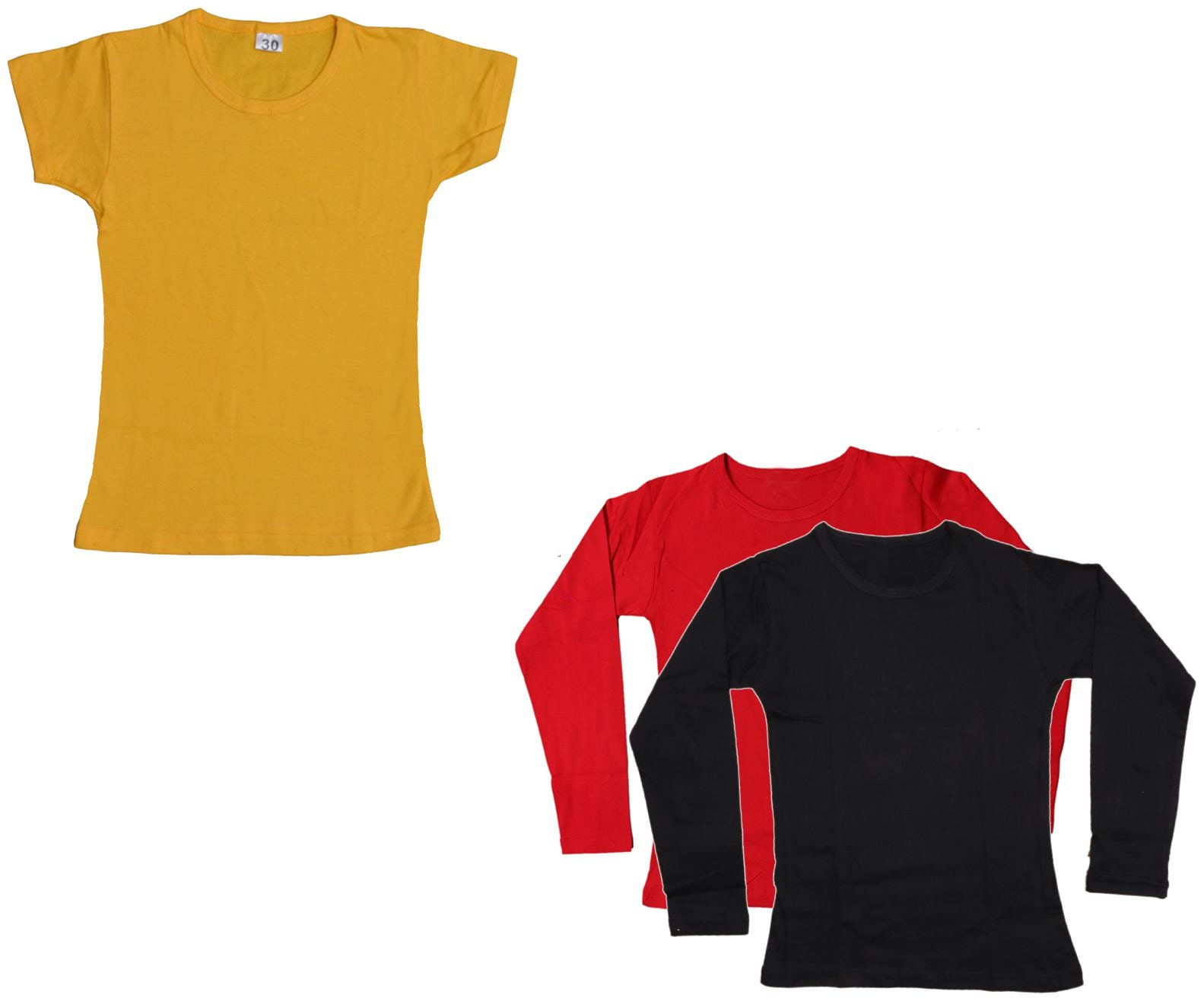 

Indiweaves Girl Cotton Solid T shirt - Multi