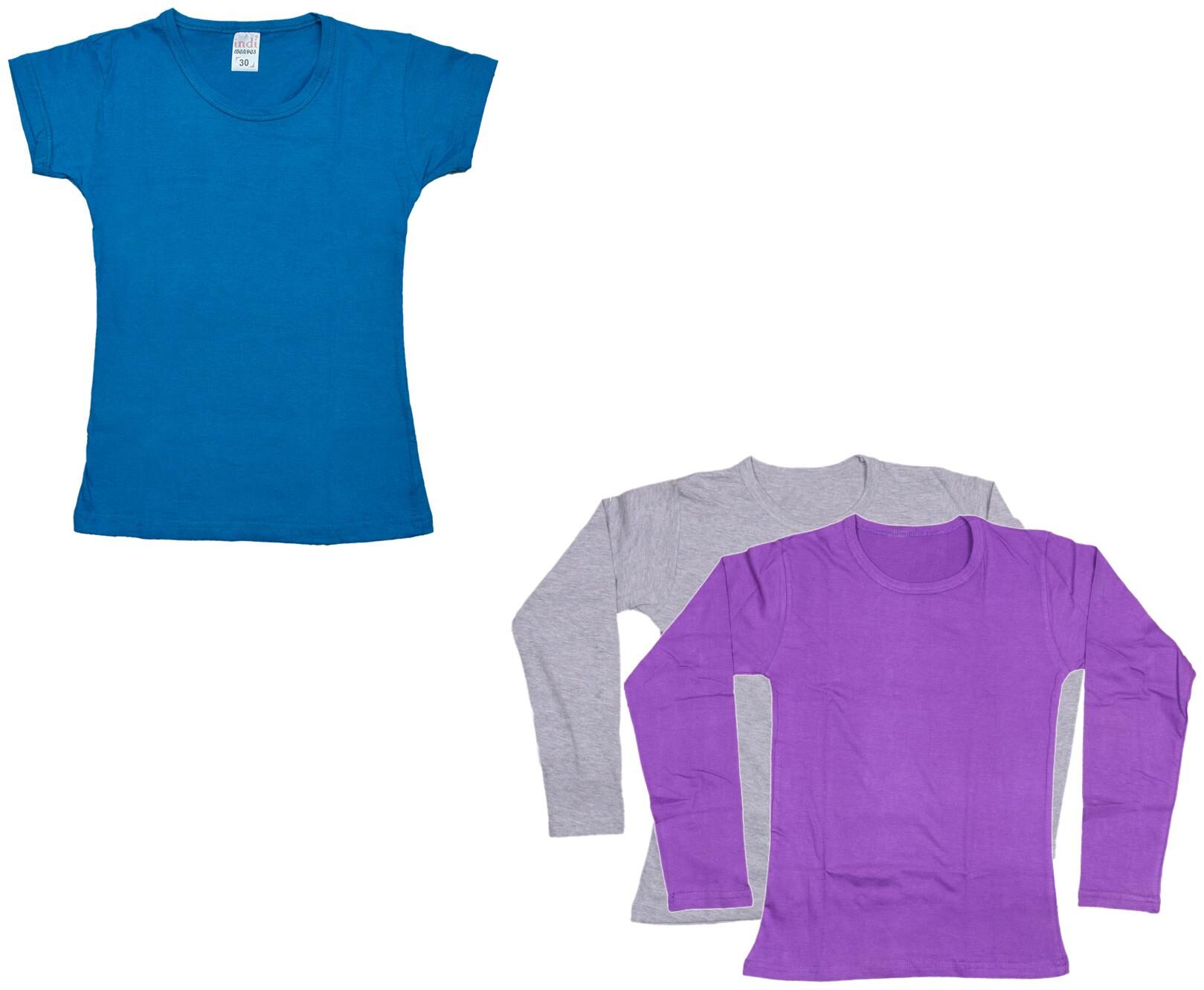 

Indiweaves Girl Cotton Solid T shirt - Multi