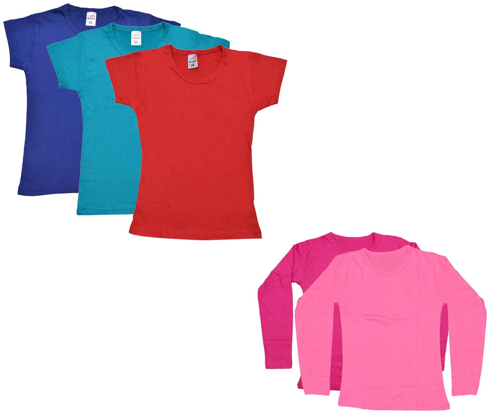 

Indiweaves Girl Cotton Solid T shirt - Multi