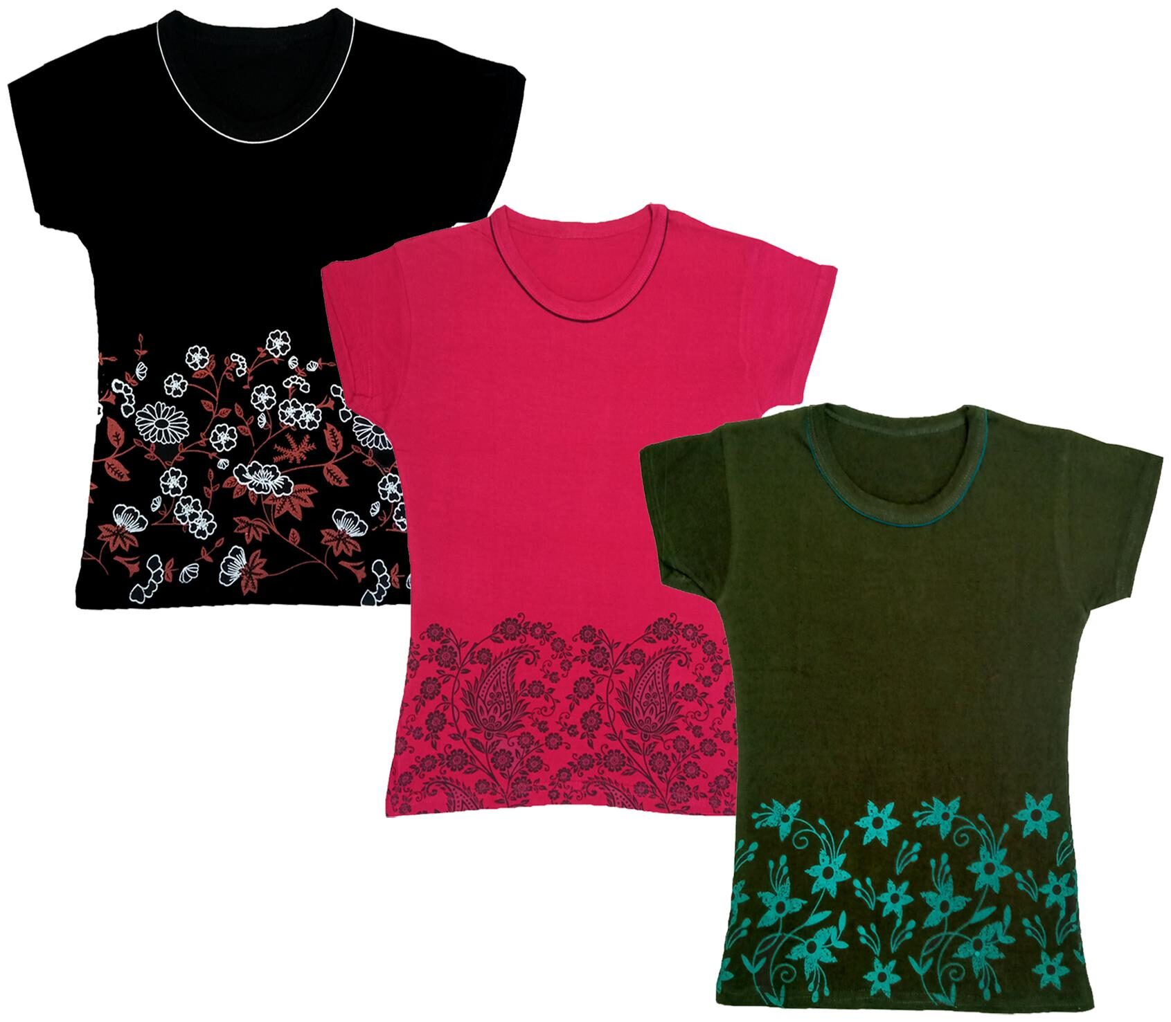 

Indiweaves Girl Cotton Printed T shirt - Multi