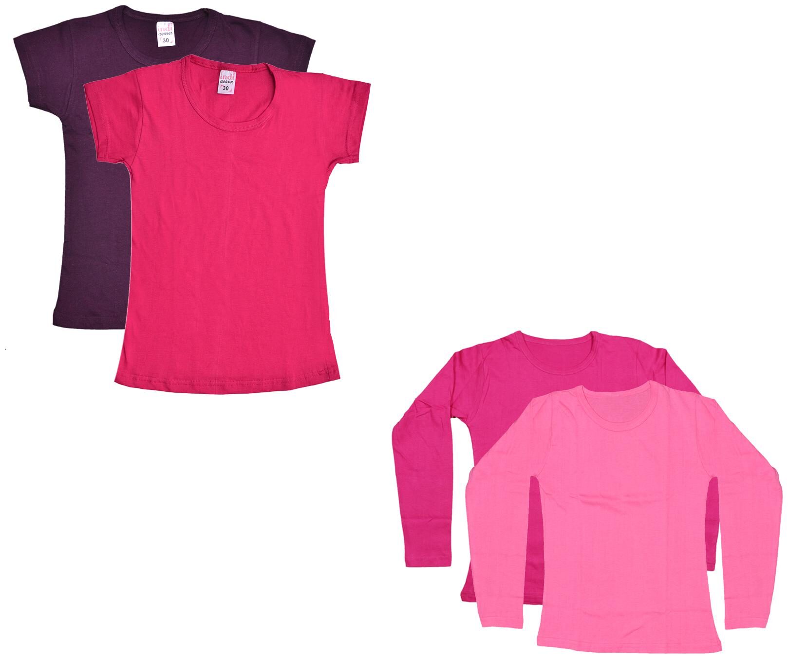 

Indiweaves Girl Cotton Solid T shirt - Multi