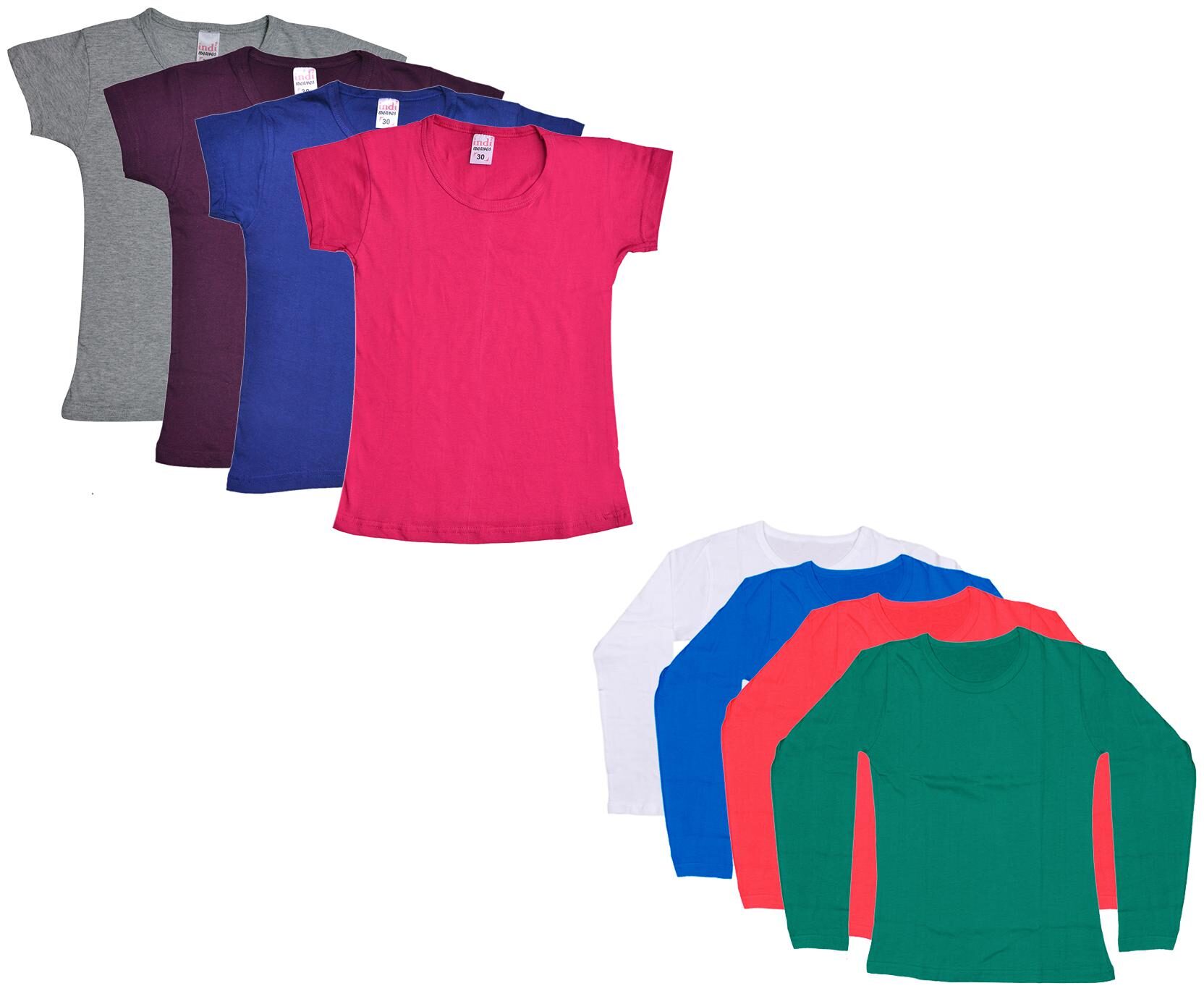 

Indiweaves Girl Cotton Solid T shirt - Multi
