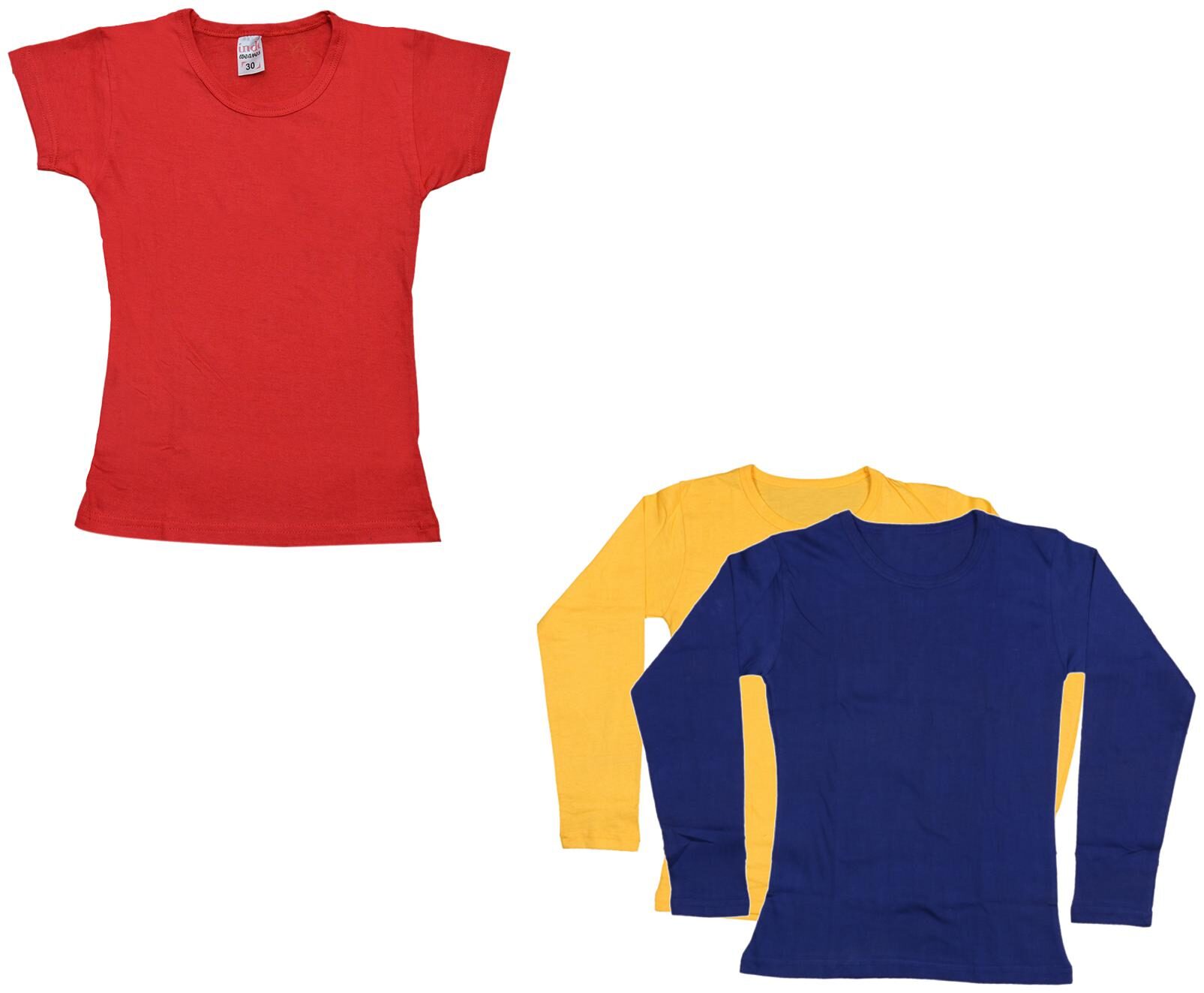 

Indiweaves Girl Cotton Solid T shirt - Multi