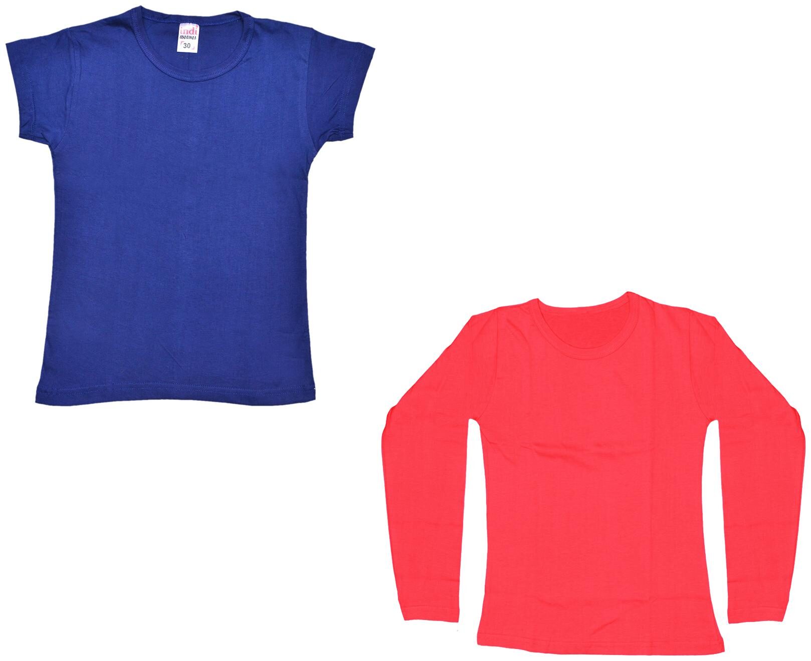 

Indiweaves Girl Cotton Solid T shirt - Multi