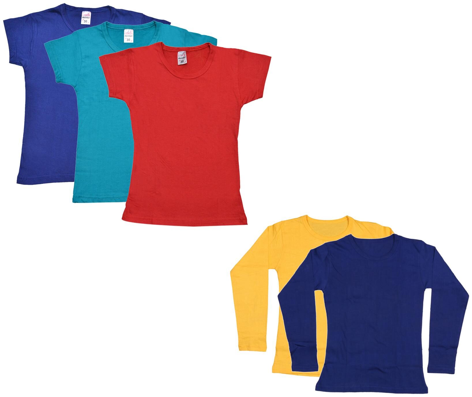 

Indiweaves Girl Cotton Solid T shirt - Multi