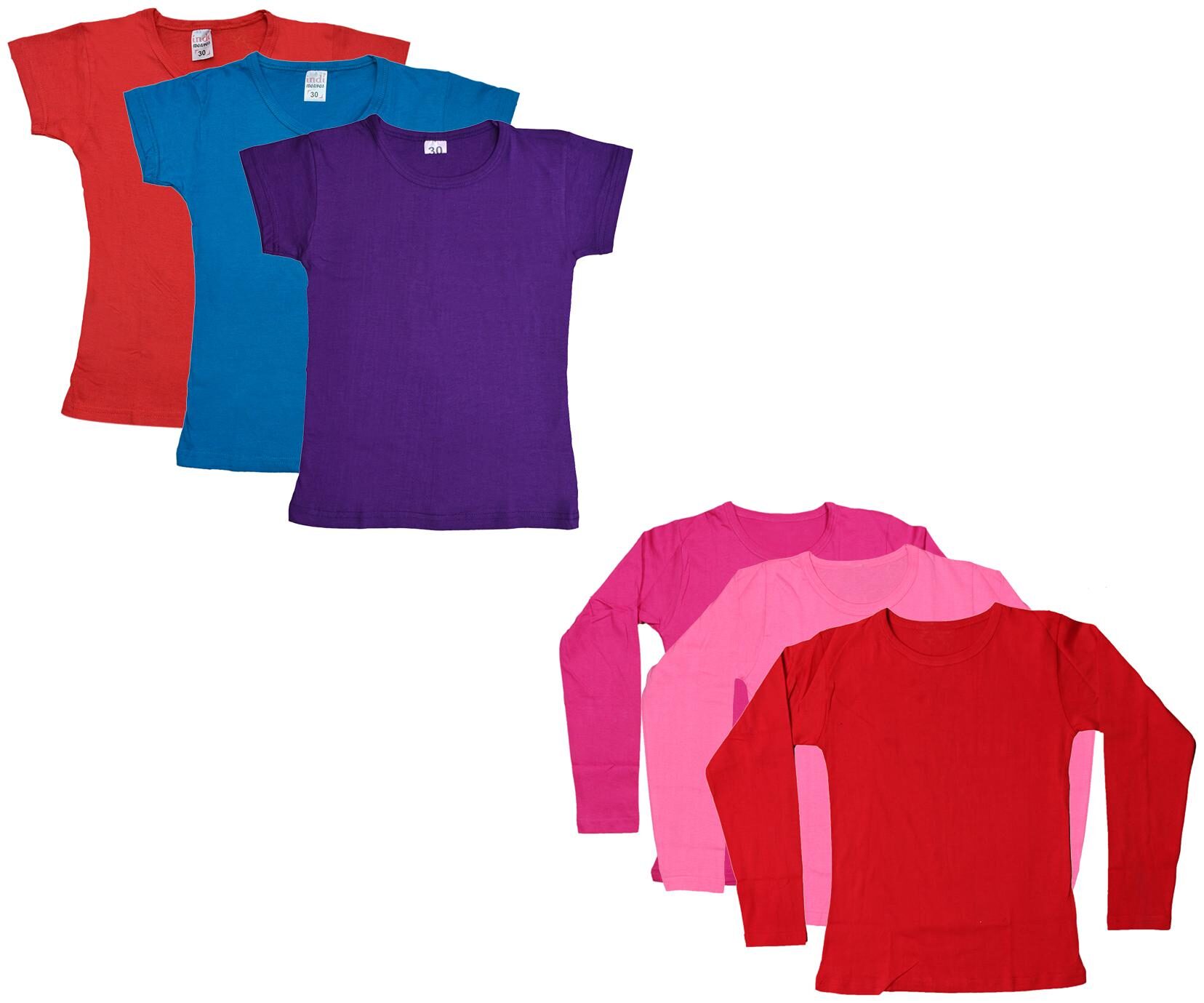 

Indiweaves Girl Cotton Solid T shirt - Multi