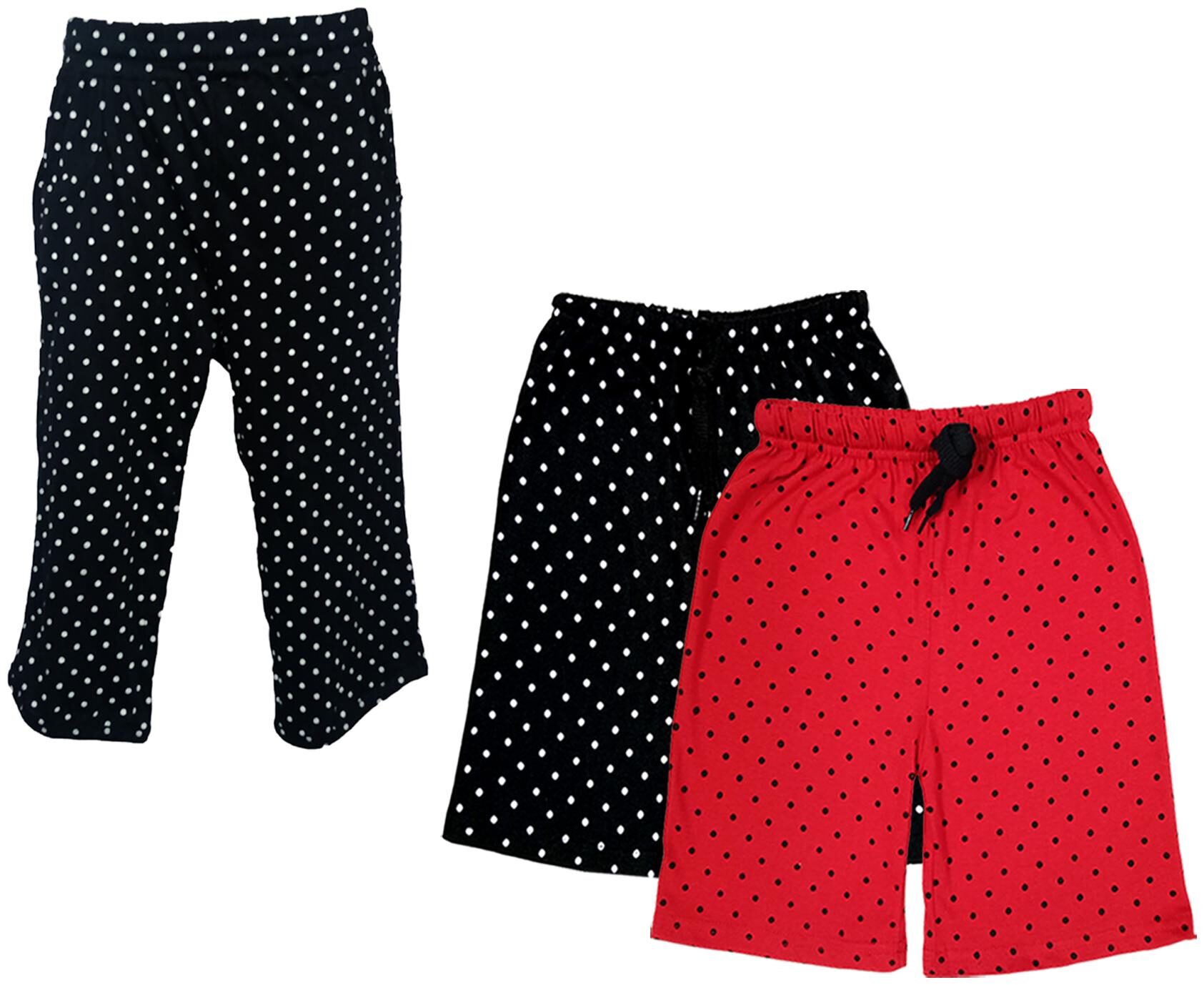 

IndiWeaves Girls Cotton Polka Dots 3 4th Capri and Shorts (Pack of 3) Multi