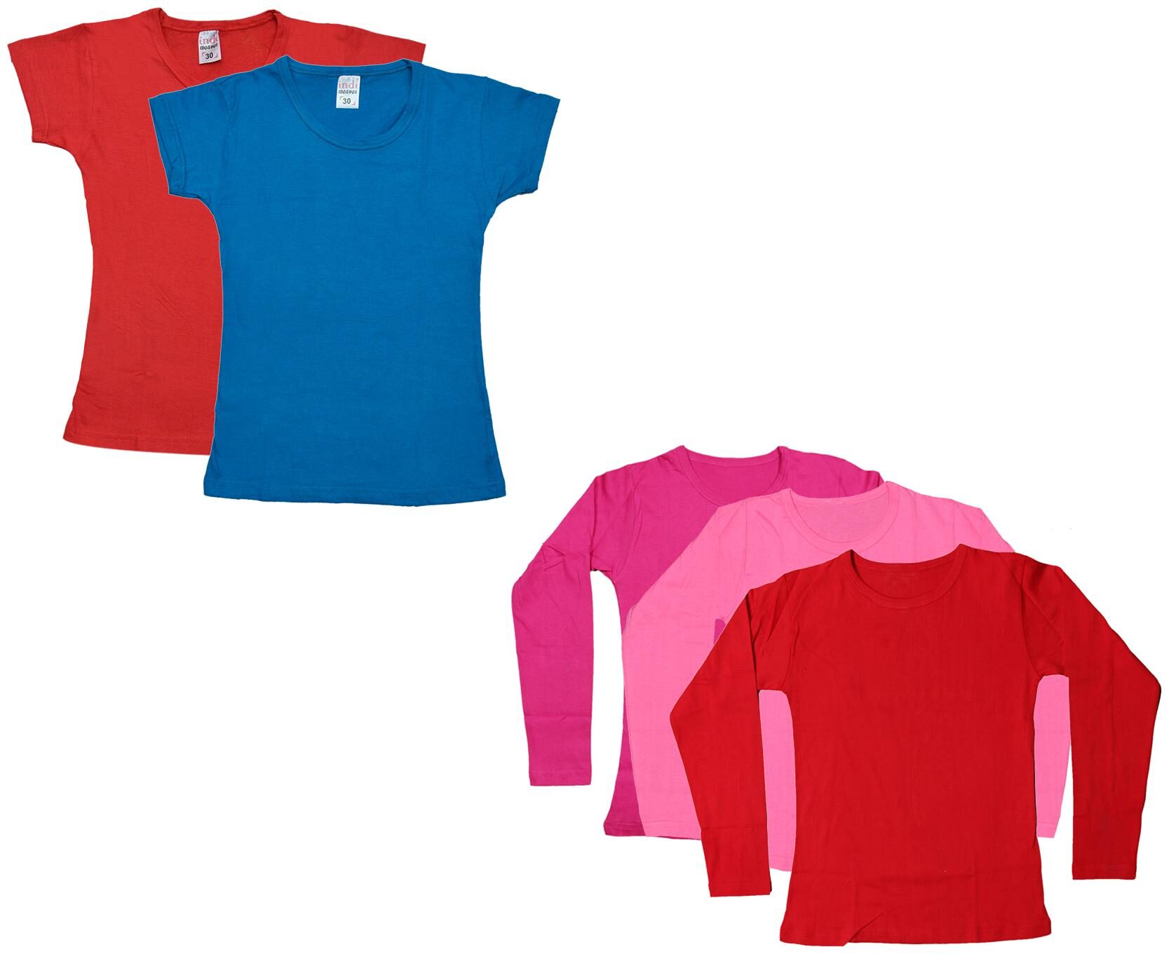 

Indiweaves Girl Cotton Solid T shirt - Multi