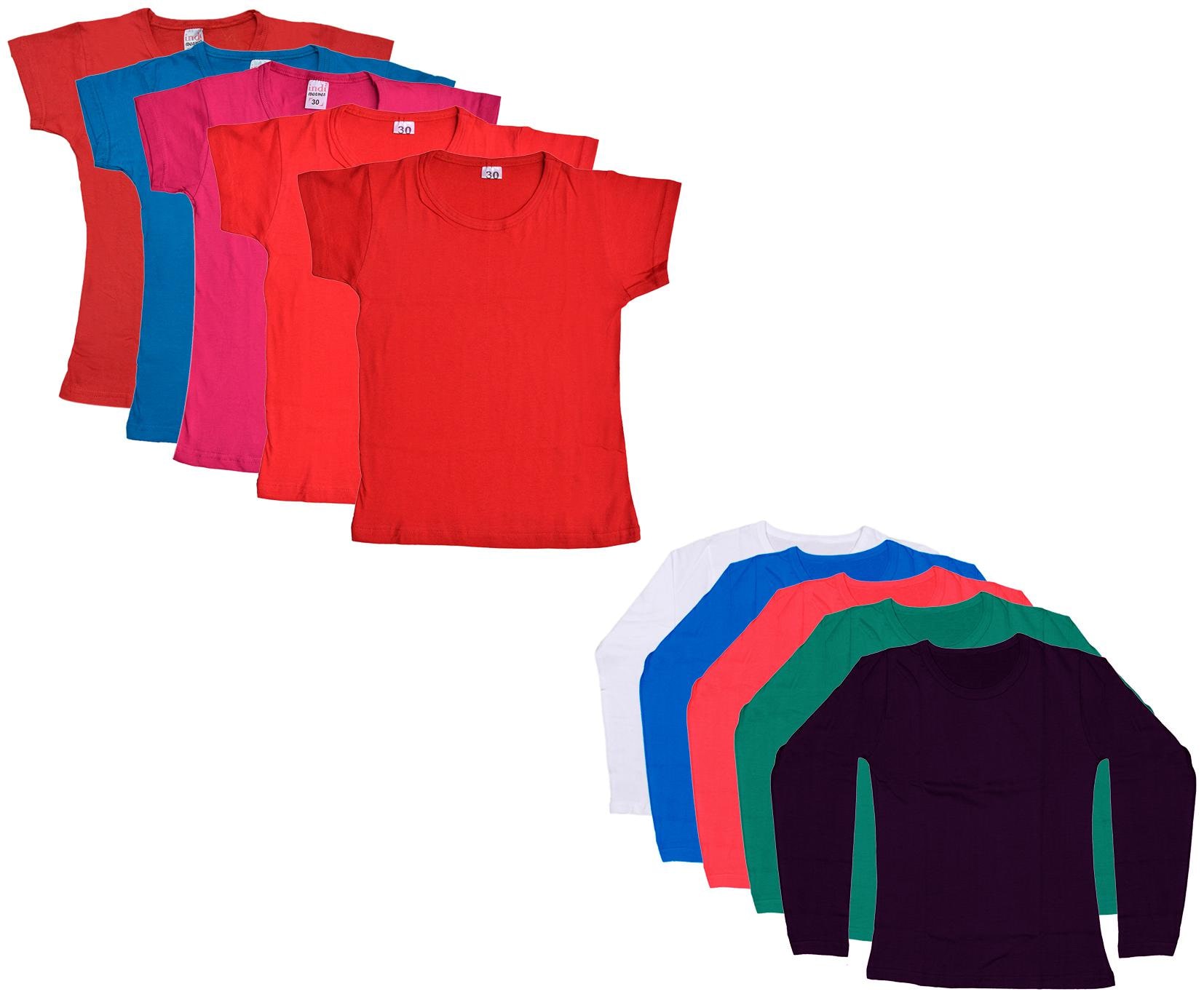 

Indiweaves Girl Cotton Solid T shirt - Multi