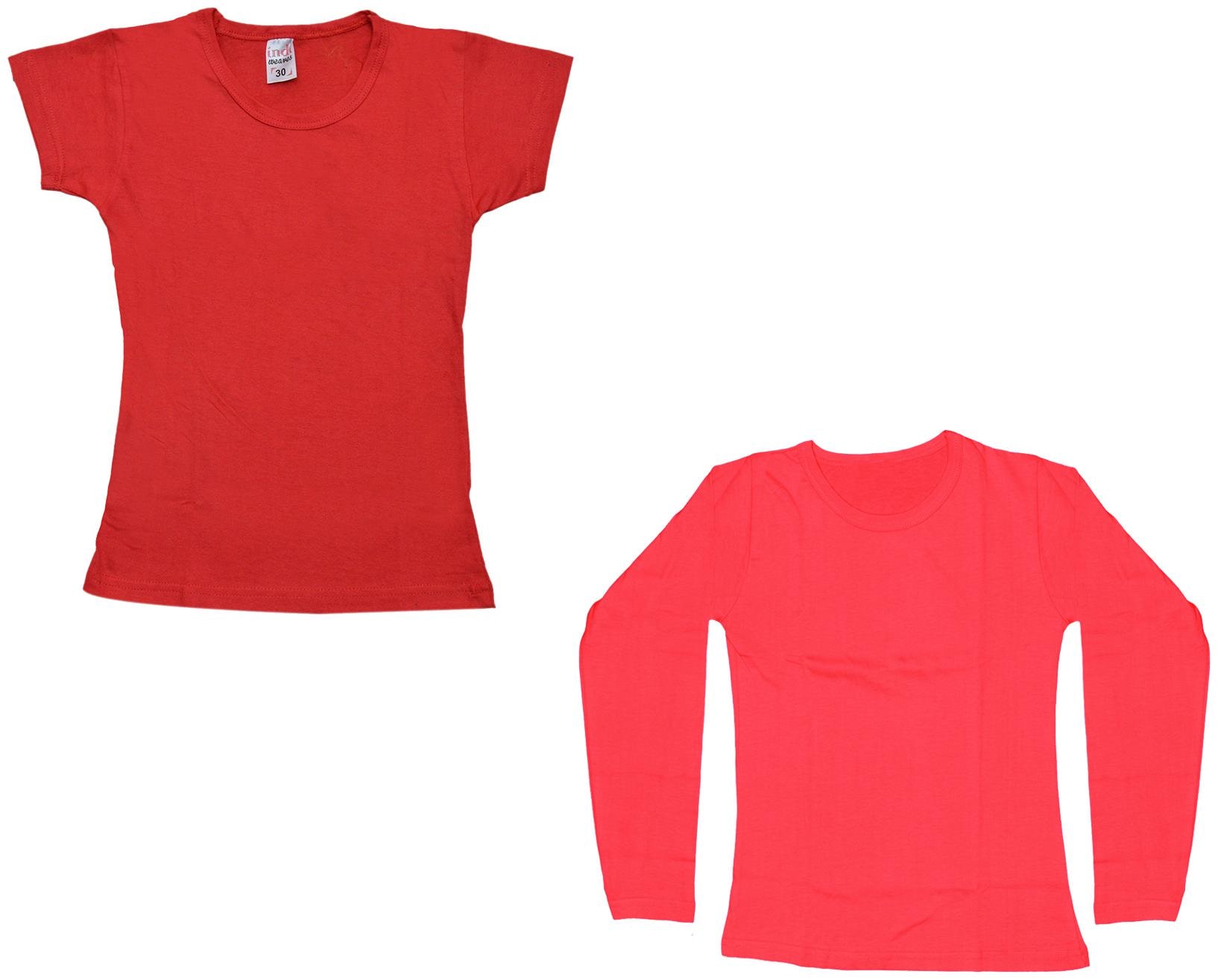 

Indiweaves Girl Cotton Solid T shirt - Red