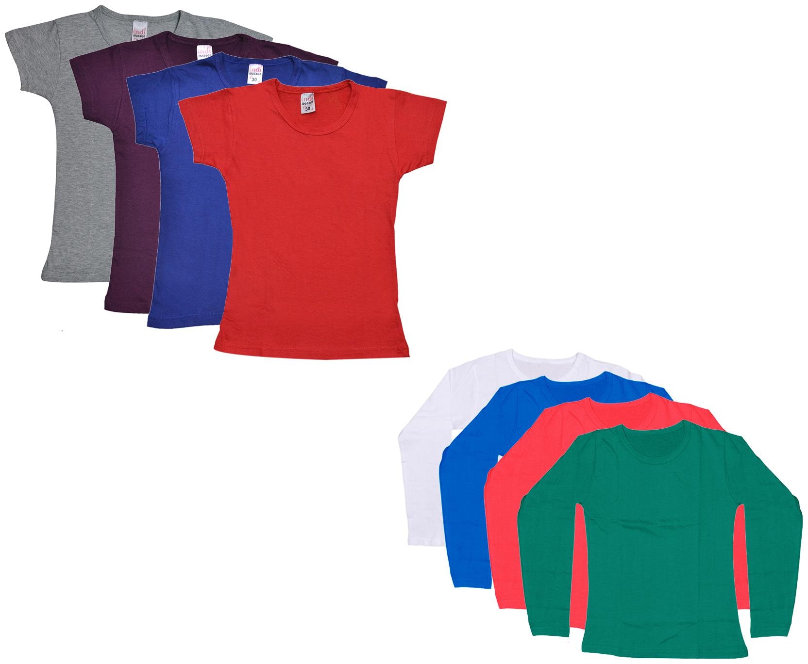 

Indiweaves Girl Cotton Solid T shirt - Multi