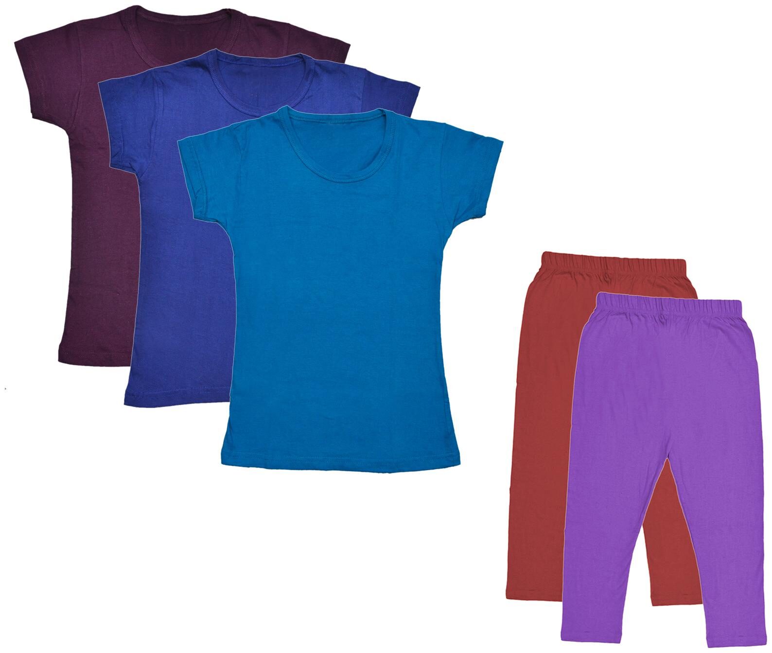 

Indiweaves Girl Cotton Top Bottom Set - Multi