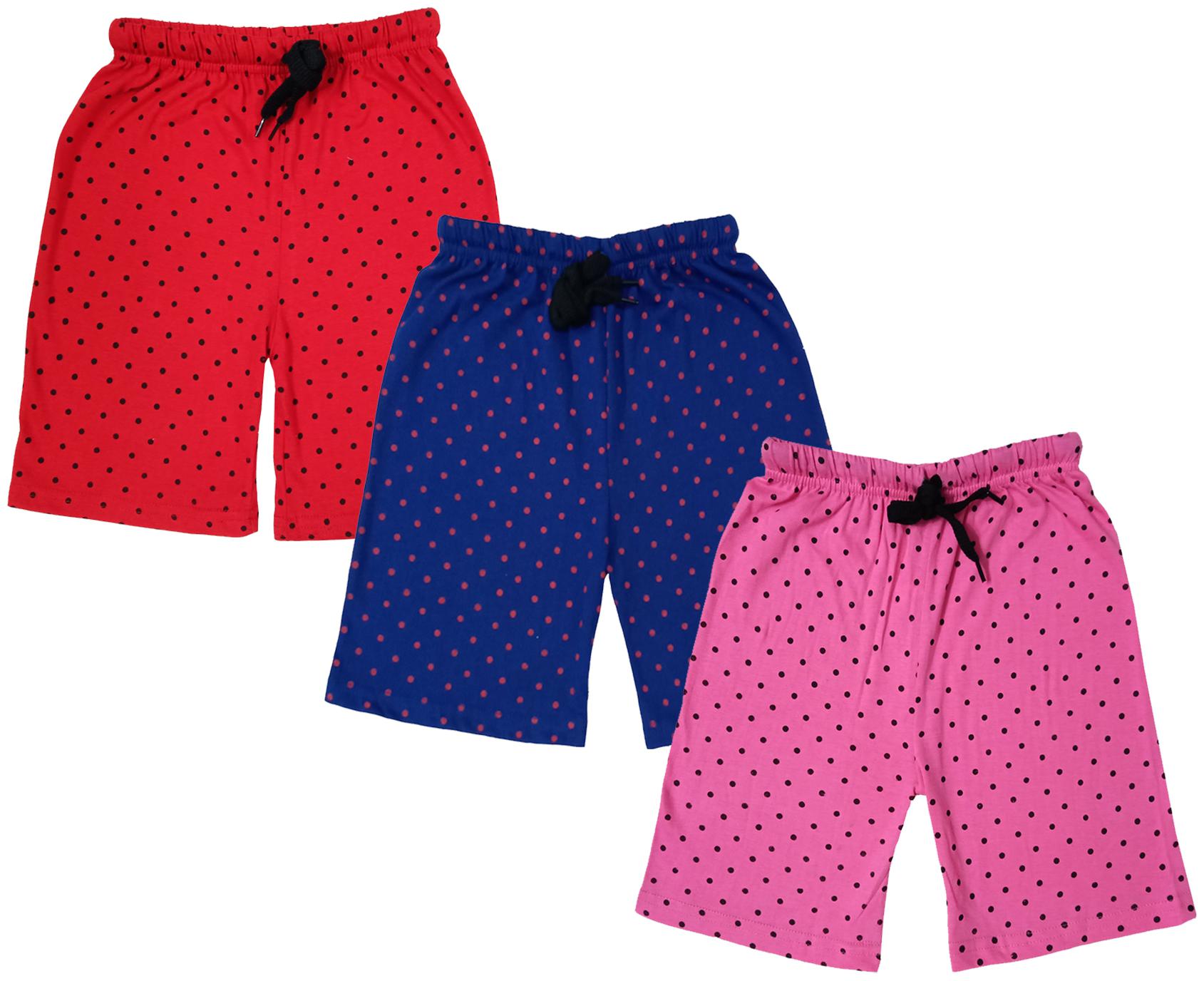 

IndiWeaves Girls Cotton Polka Dots Relaxed Fit Shorts (Pack of 3)