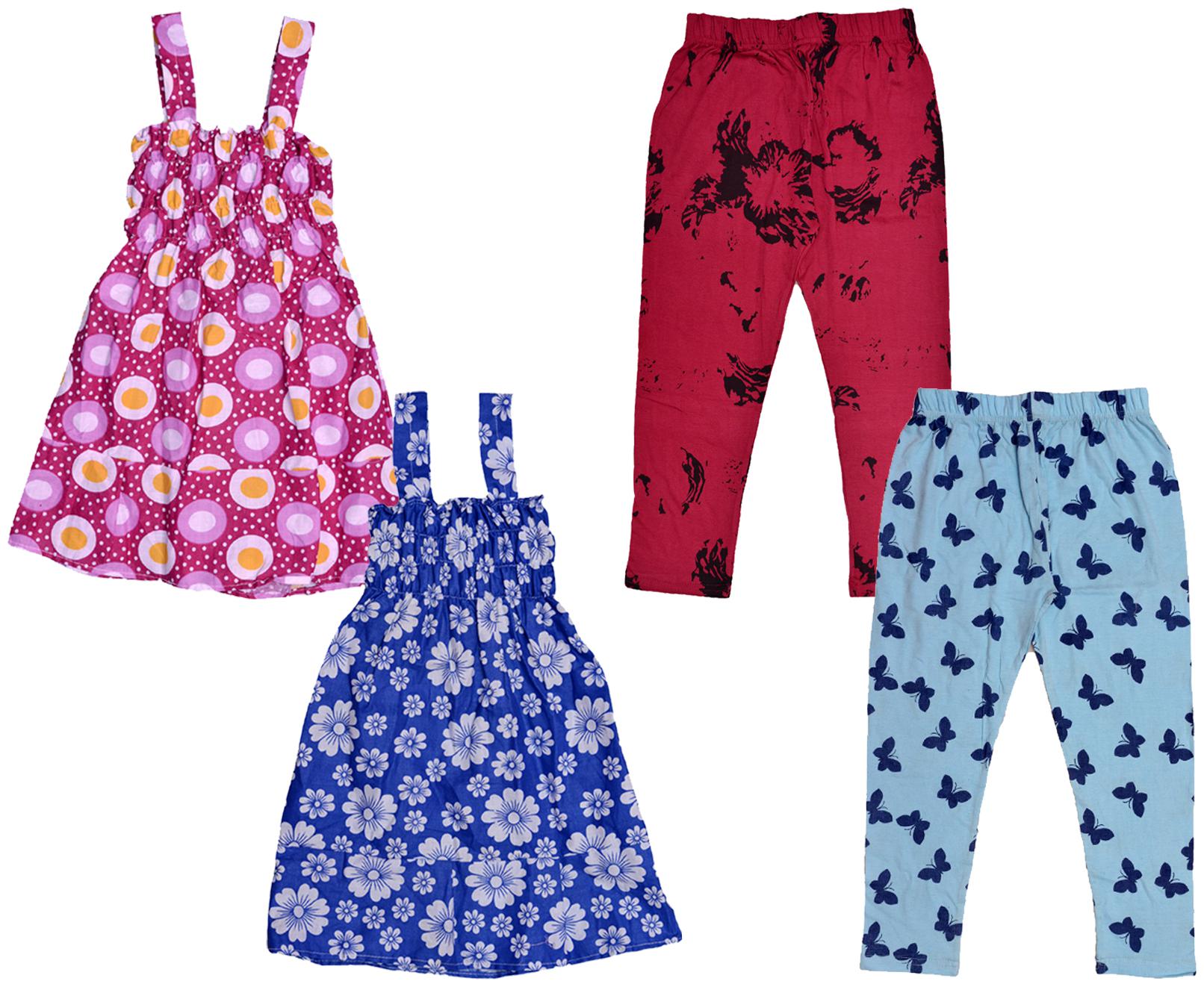 

Indiweaves Girl Cotton Top Bottom Set - Multi