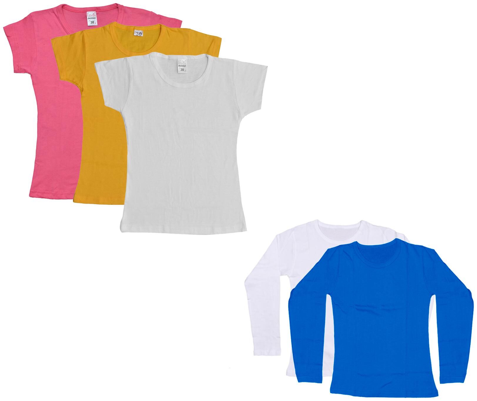 

Indiweaves Girl Cotton Solid T shirt - Multi