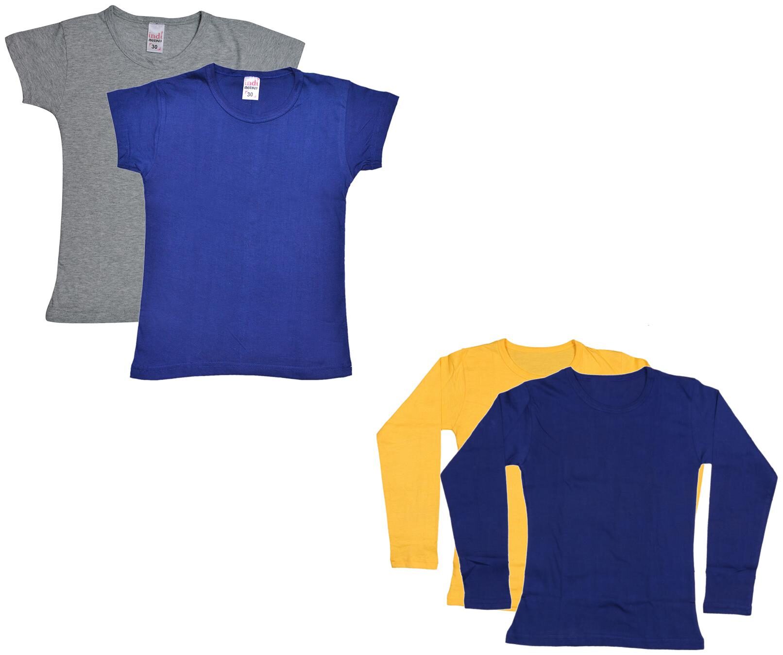 

Indiweaves Girl Cotton Solid T shirt - Multi
