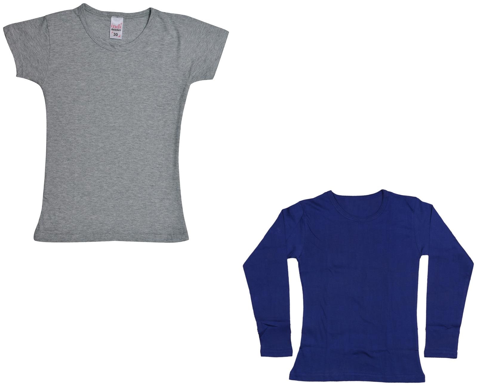 

Indiweaves Girl Cotton Solid T shirt - Multi