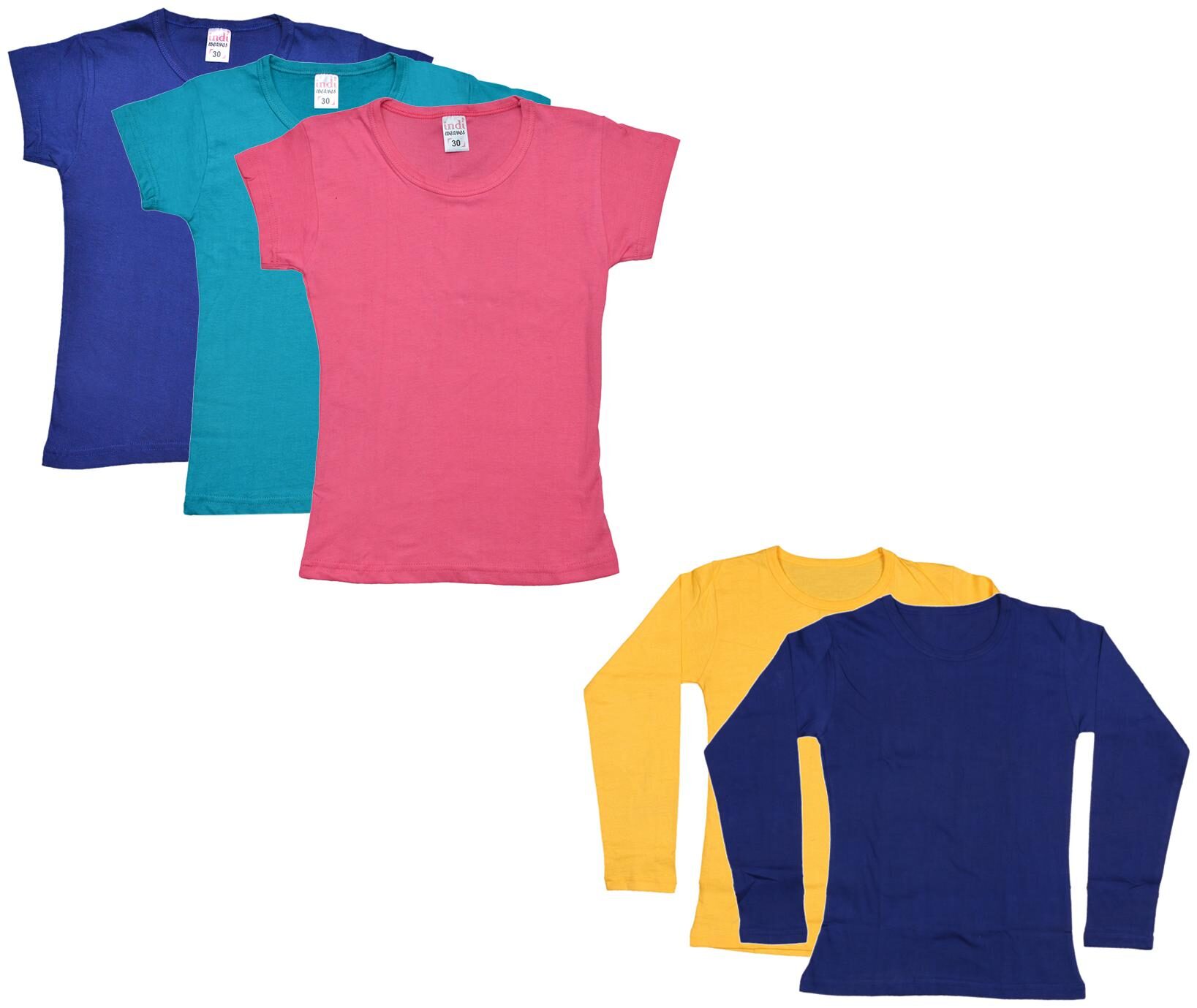 

Indiweaves Girl Cotton Solid T shirt - Multi